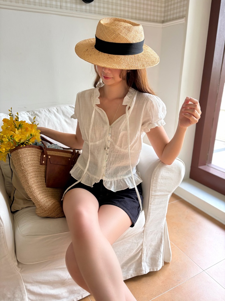 Lucie Ruffle Blouse (White)
