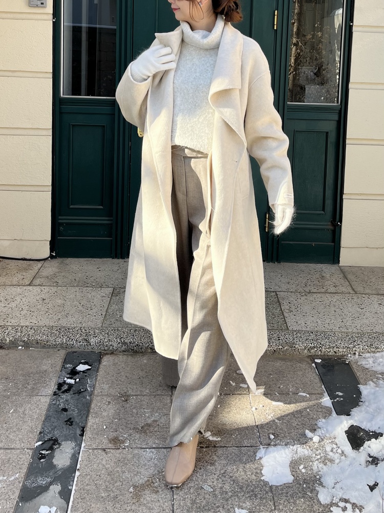 [70% Wool] Parisian Belted Wool Coat (Oat)