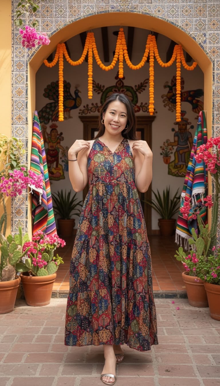 2493 Colourful Totem Silky Cotton Halter OP 50"