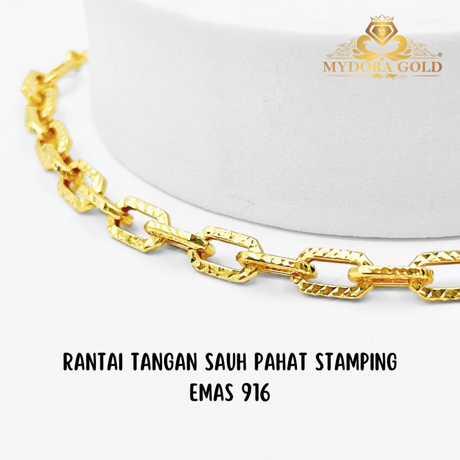 MYDORA Rantai Tangan Sauh Pahat Stamping l EMAS 916/22K