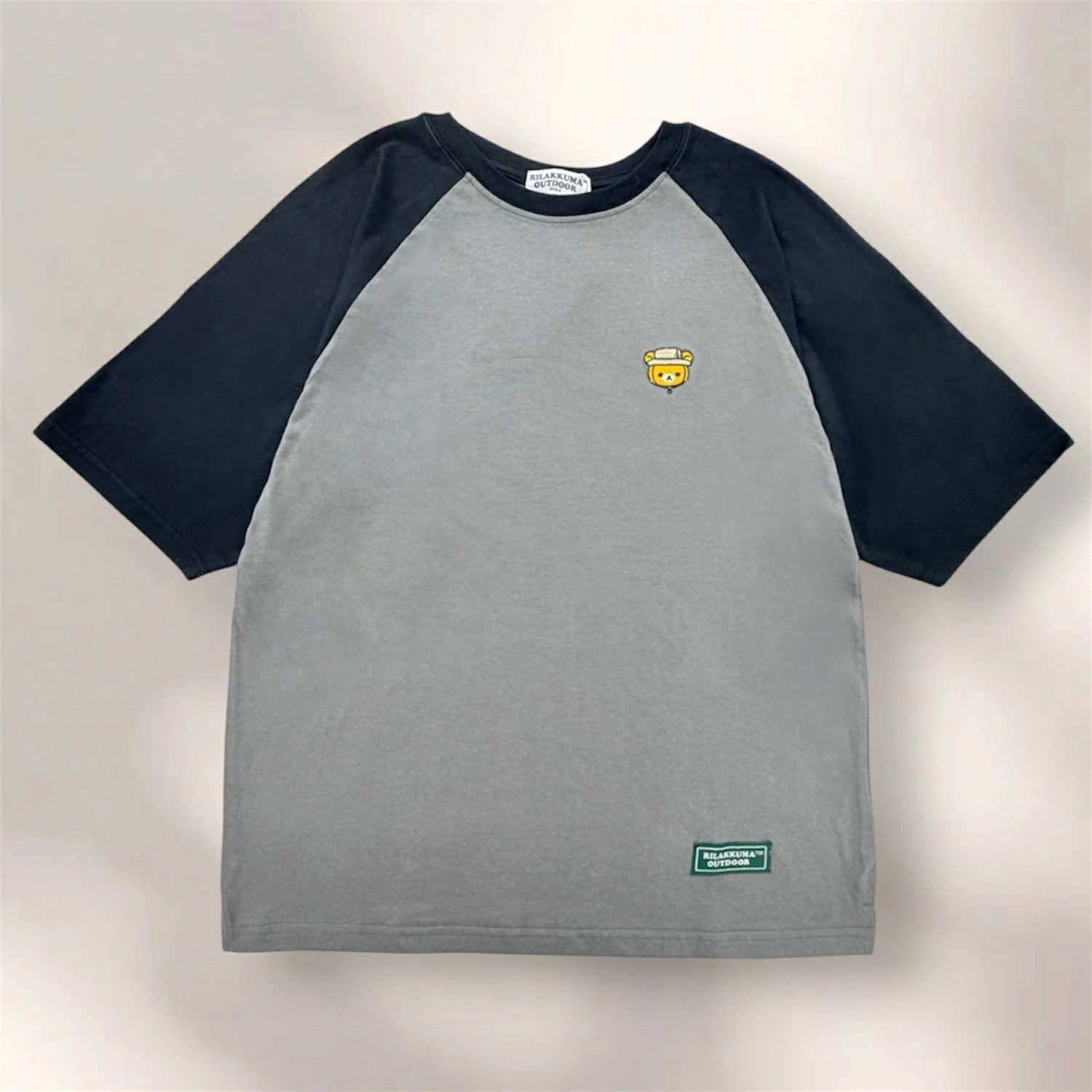 鬆弛熊戶外系列 刺繡拼色袖 Oversize 插肩短袖T恤（男女適用