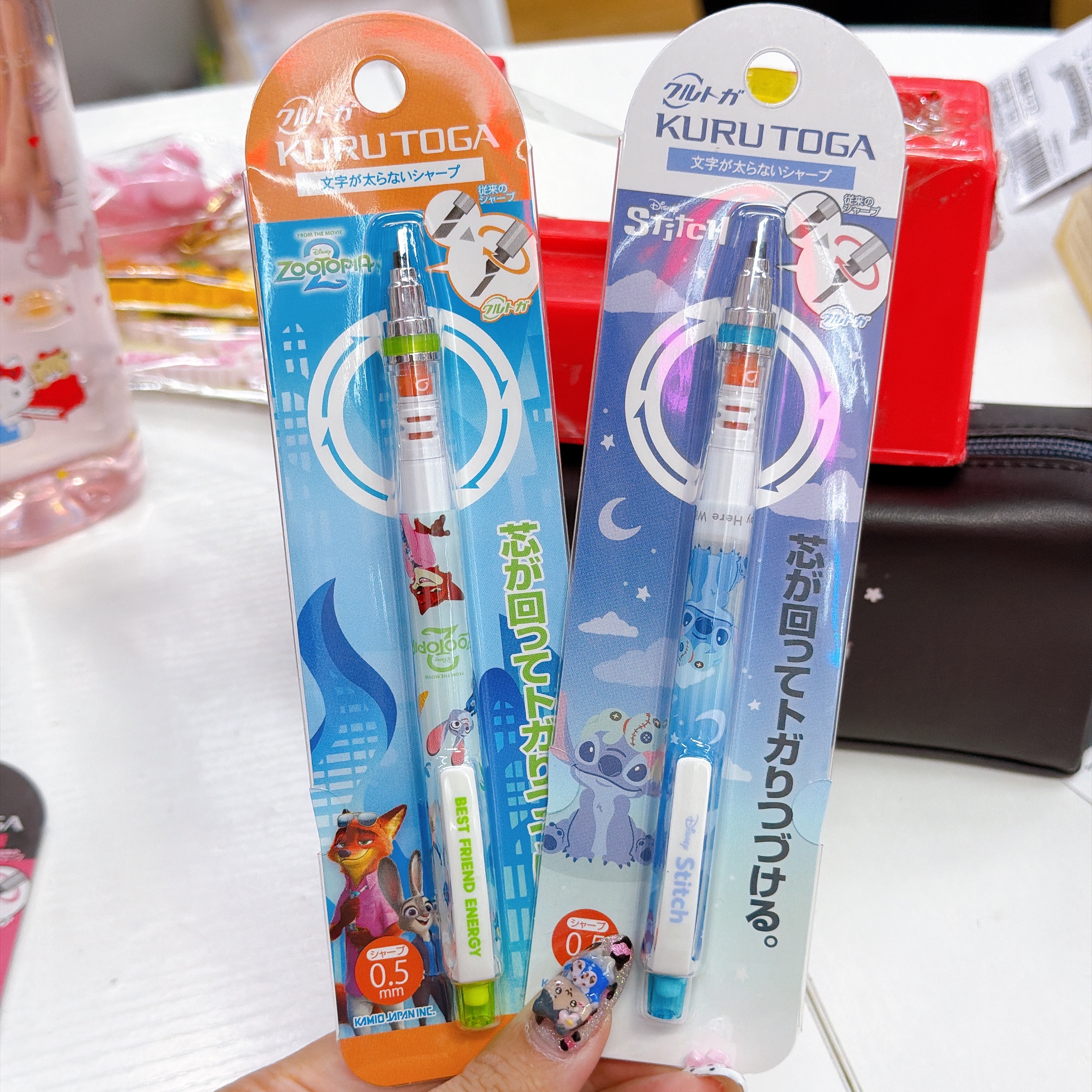  日本直送日本製造Kitty史迪仔水怪zootopia Kuru toga 轉轉鉛芯筆超好寫