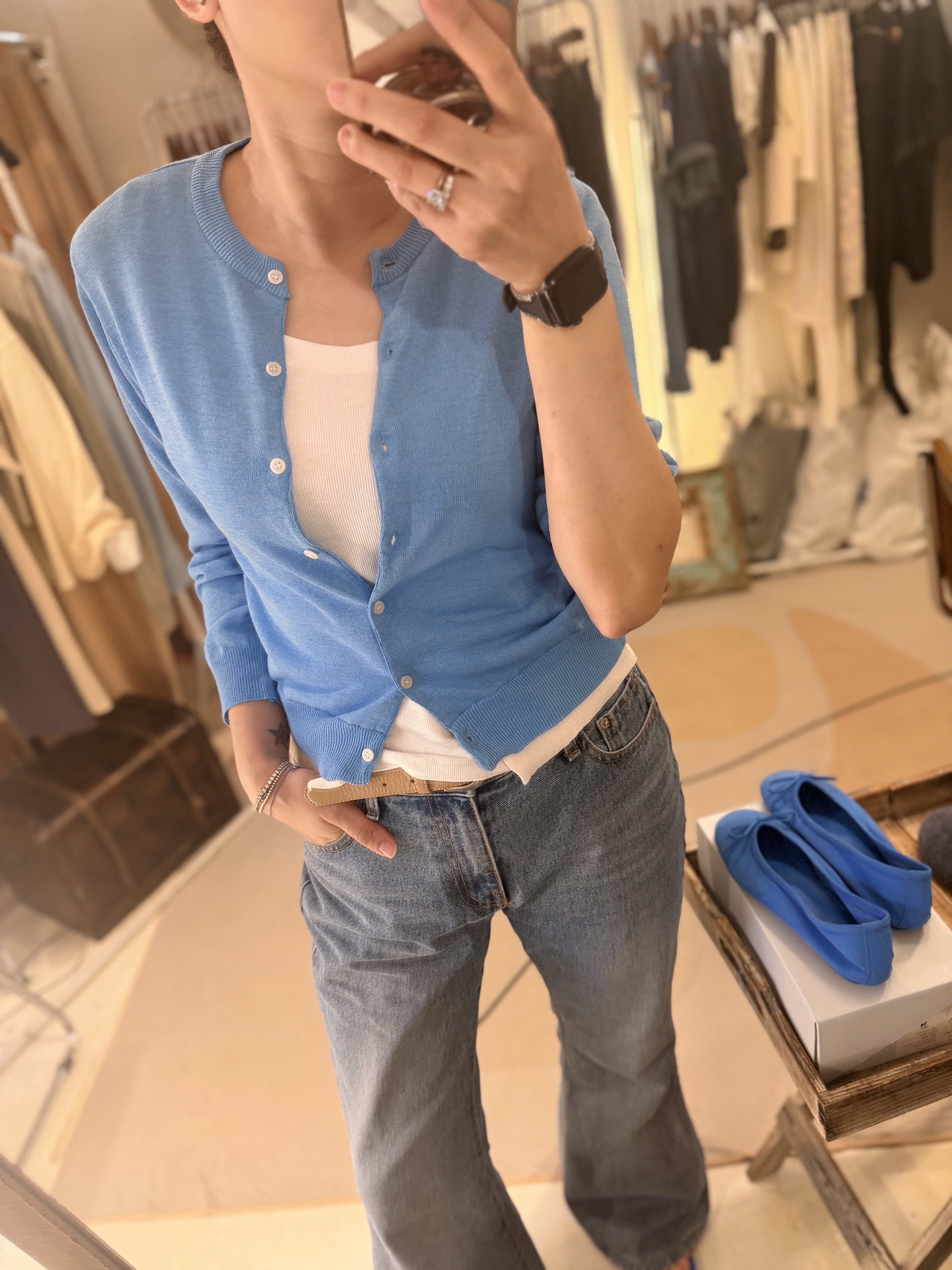 Fake layer knit cardigan 