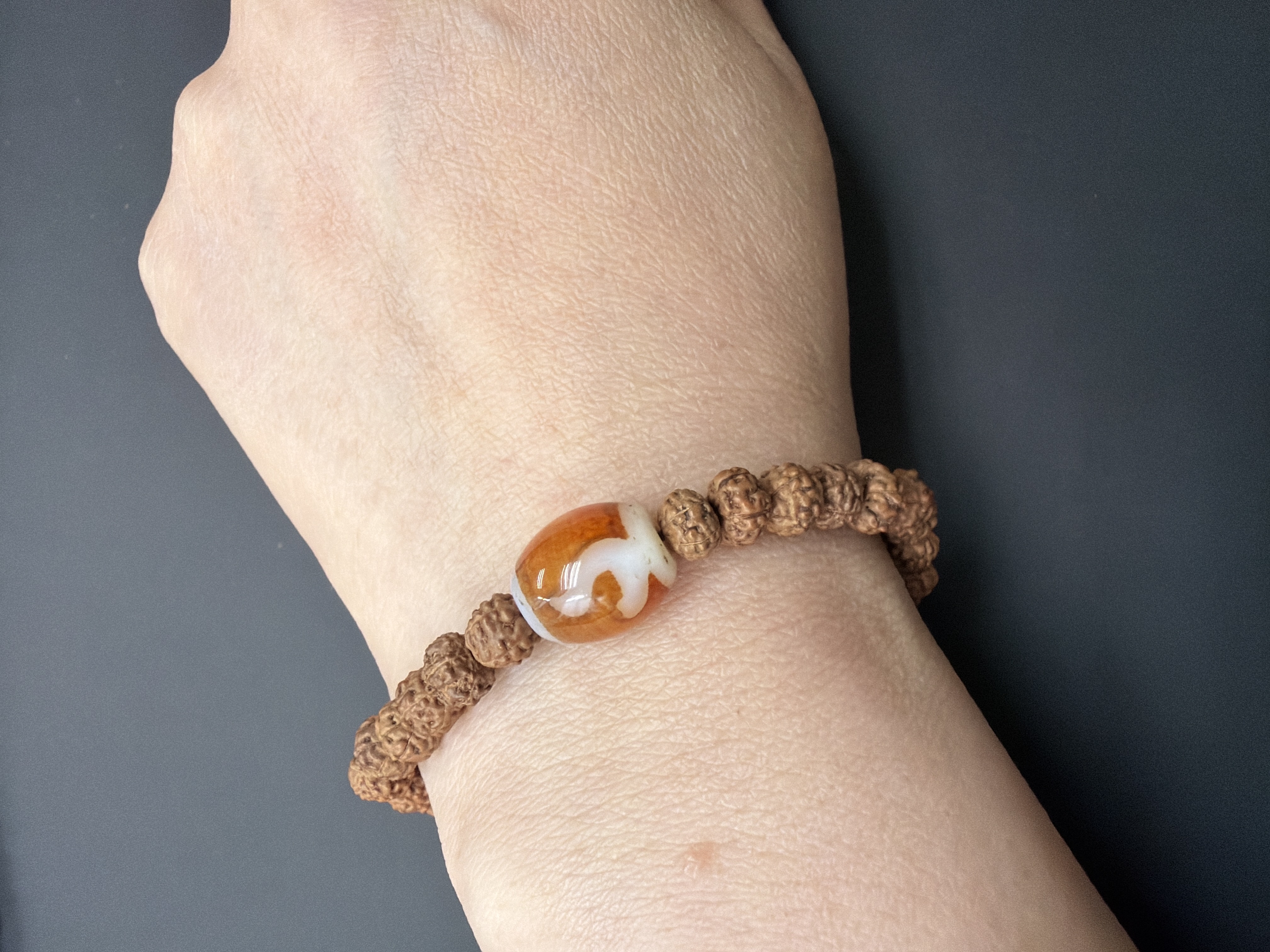 度母天珠 配：4mm 尼泊爾金剛子手串 