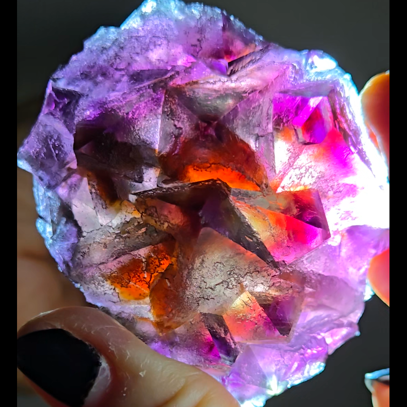 Red phantom octahedral fluorite from China - FL293