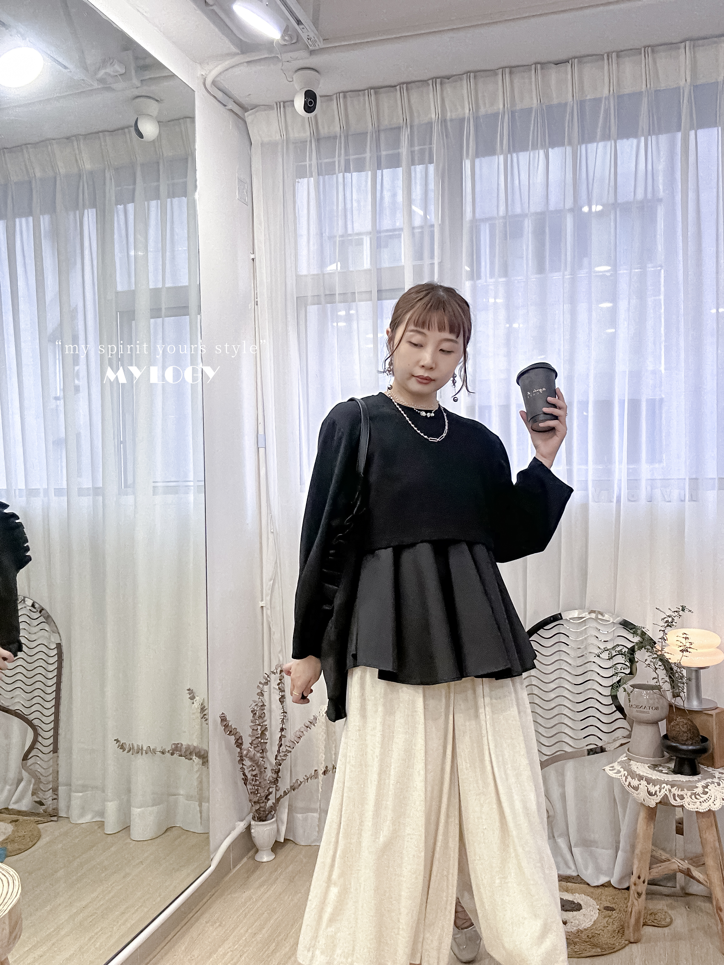 日系成熟柔和感～假2件氣質裙擺衛衣 IL0004