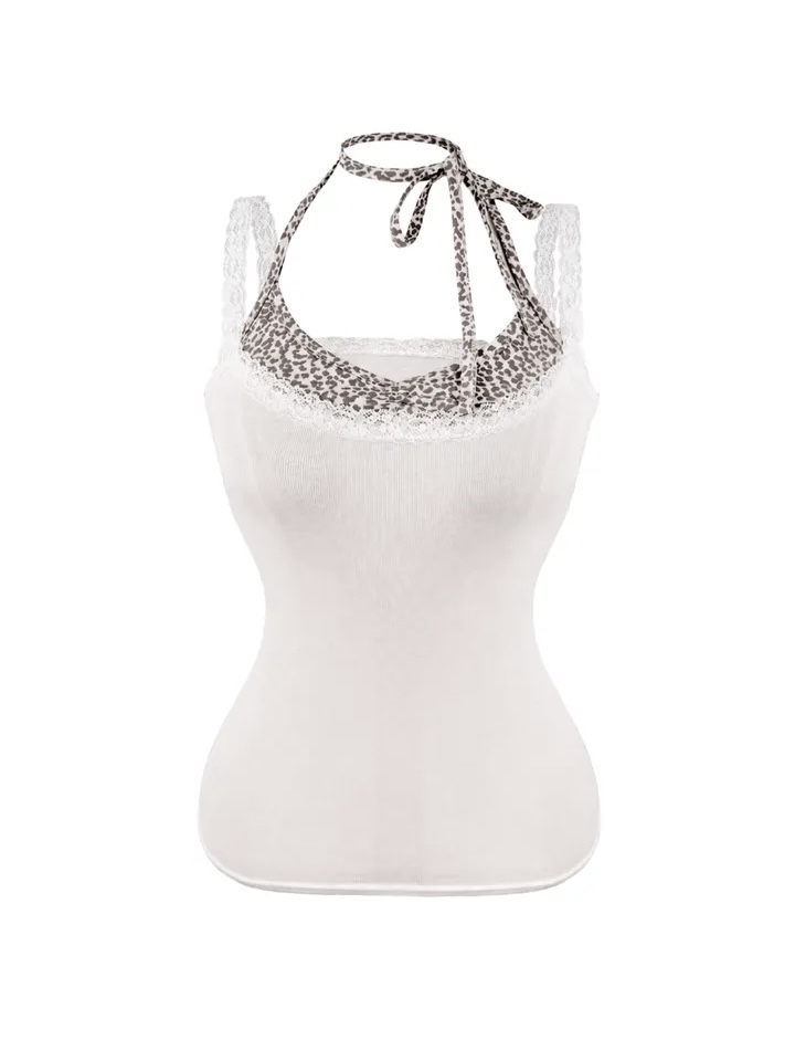 Leopard Patchwork Halter Cami Top
