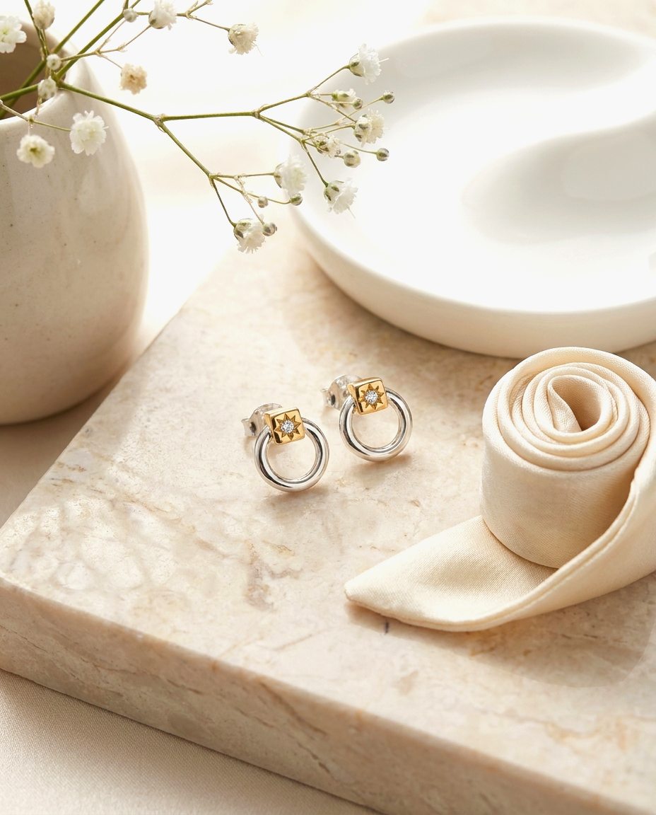 S925 - EE0350 Starlight Hoop Earrings