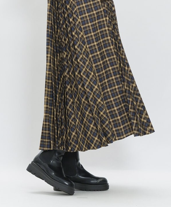 雙格紋交織百褶連身裙 - 2026 流行穿搭  女士連身裙 春秋冬時尚穿搭 成人休閒 日常穿搭 易於配搭 日本直送   #JP-I-260001