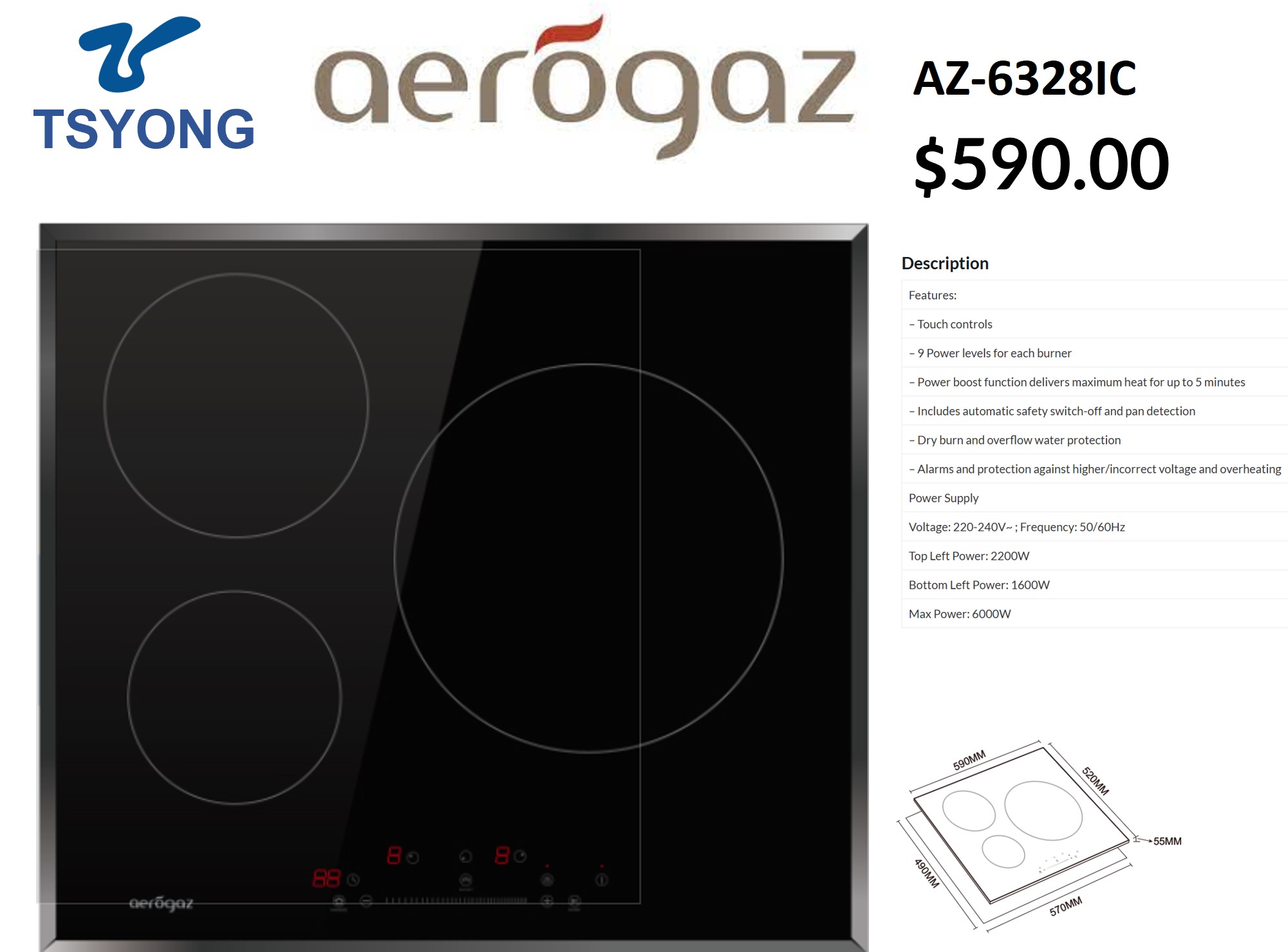AEROGAZ AZ-6328IC INDUCTION COOKER