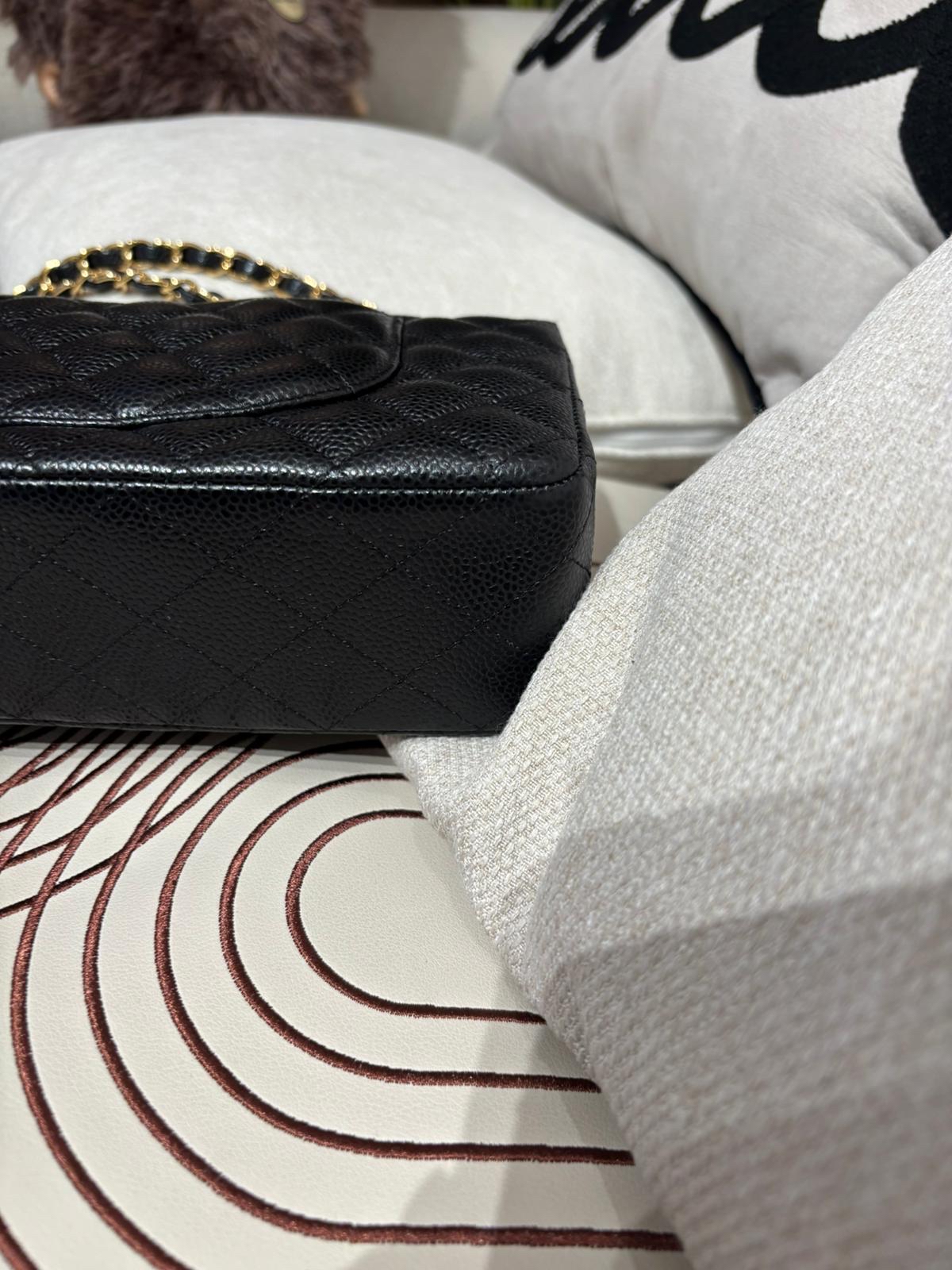 Chanel Classic Flap Medium 25cm A01112 CF25 黑色荔枝牛枝金扣 100%Authentic, 99%New ✅25Card✅Dust bag✅Box