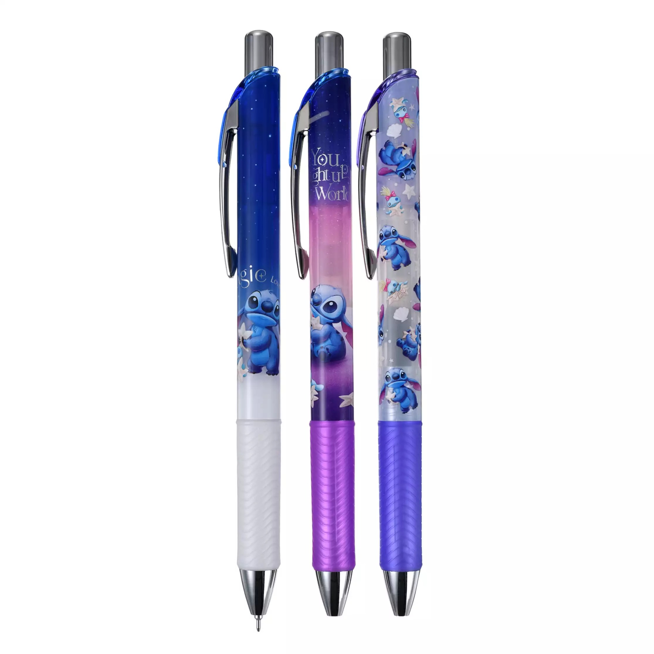 現貨｜【日本 Disney Store 限定】一套三枝 Stitch 史迪仔 日本製 Pentel EnerGel 0.5mm 黑色 啫喱筆 281134