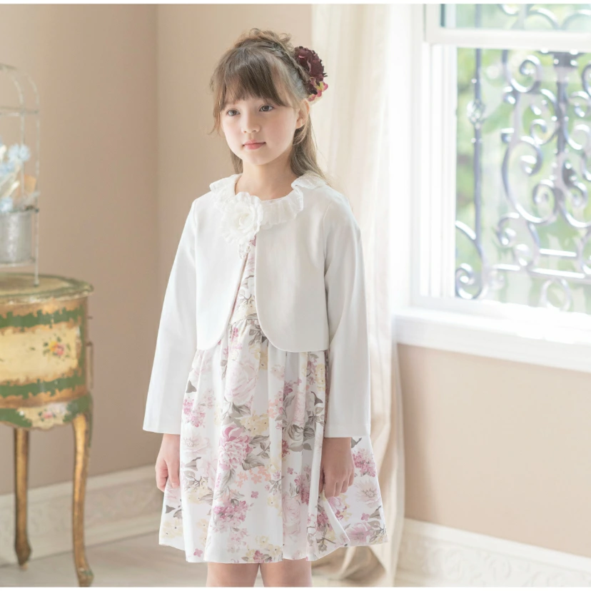 🆕【⭐訂購⭐】 🇯🇵日本直送🌀碎花短袖連衣裙+蕾絲領外套 華麗套裝［4款選］🌀[ELBA-0076][260214]