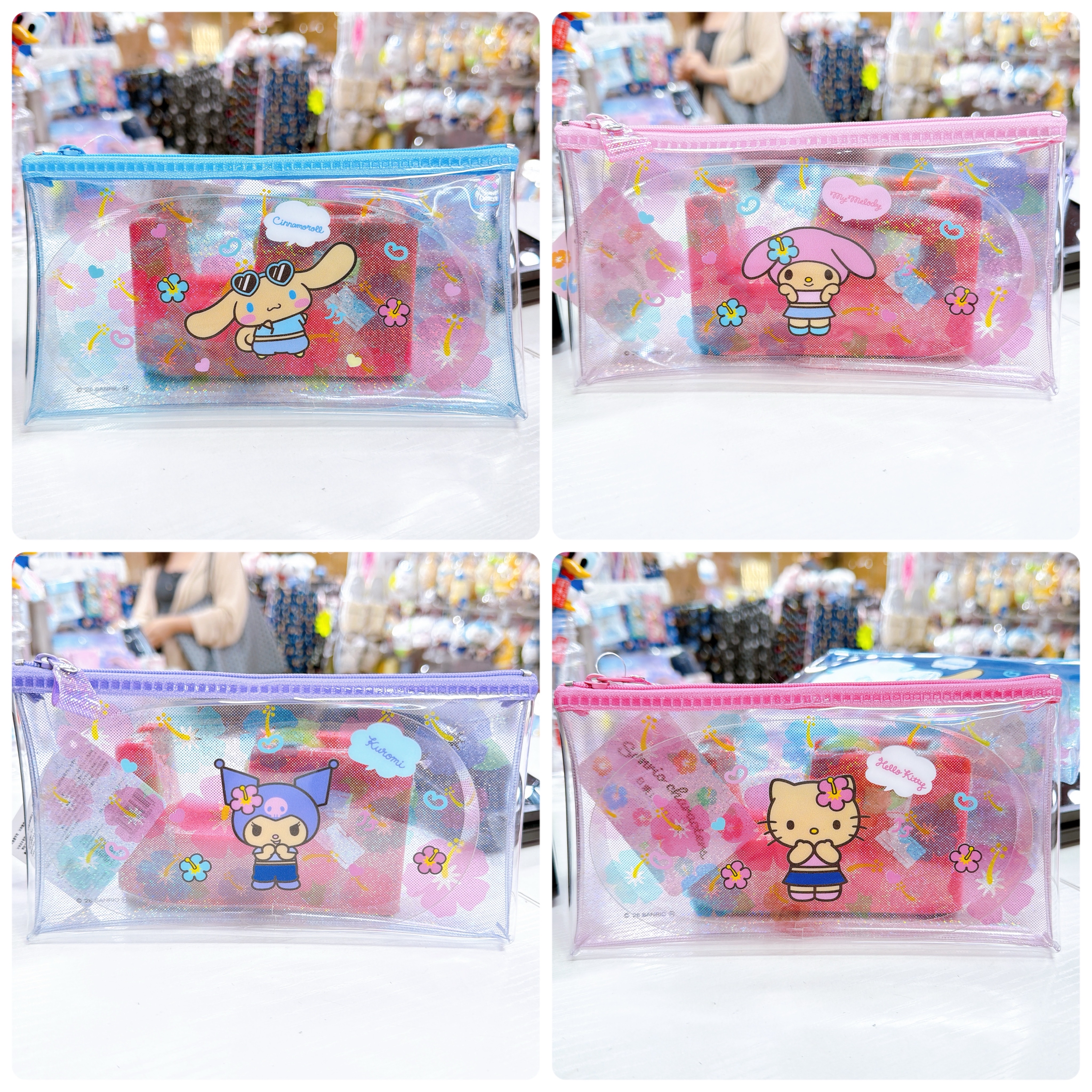 日本直送Sanrio 夏天黑皮系列透明筆袋
