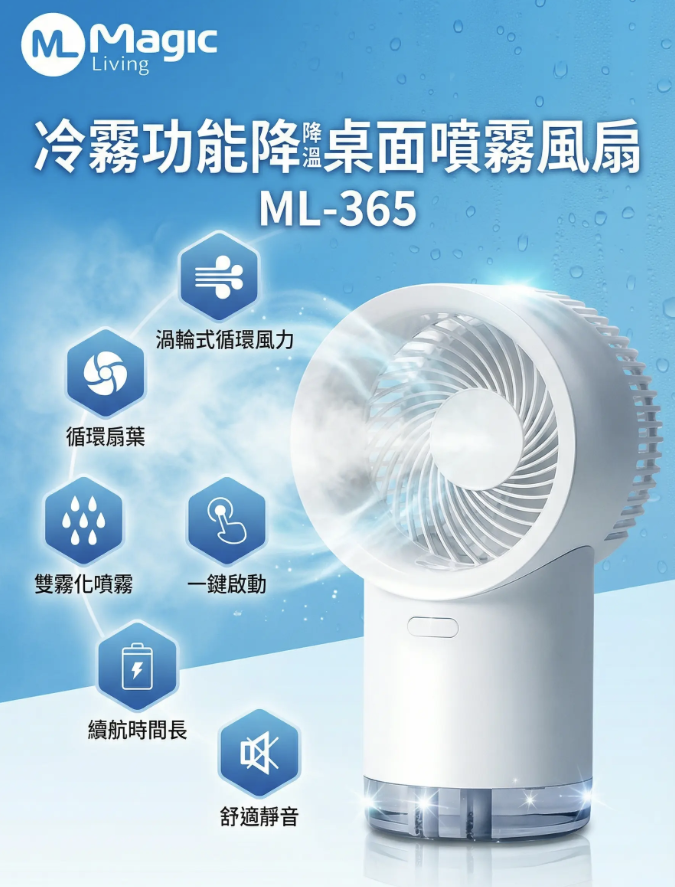 桌面噴霧風扇ML-365