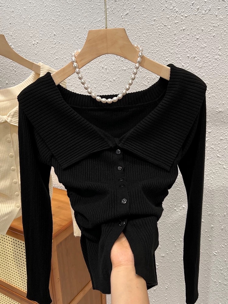 羅紋針織開襟衫  * 翻領針織衫