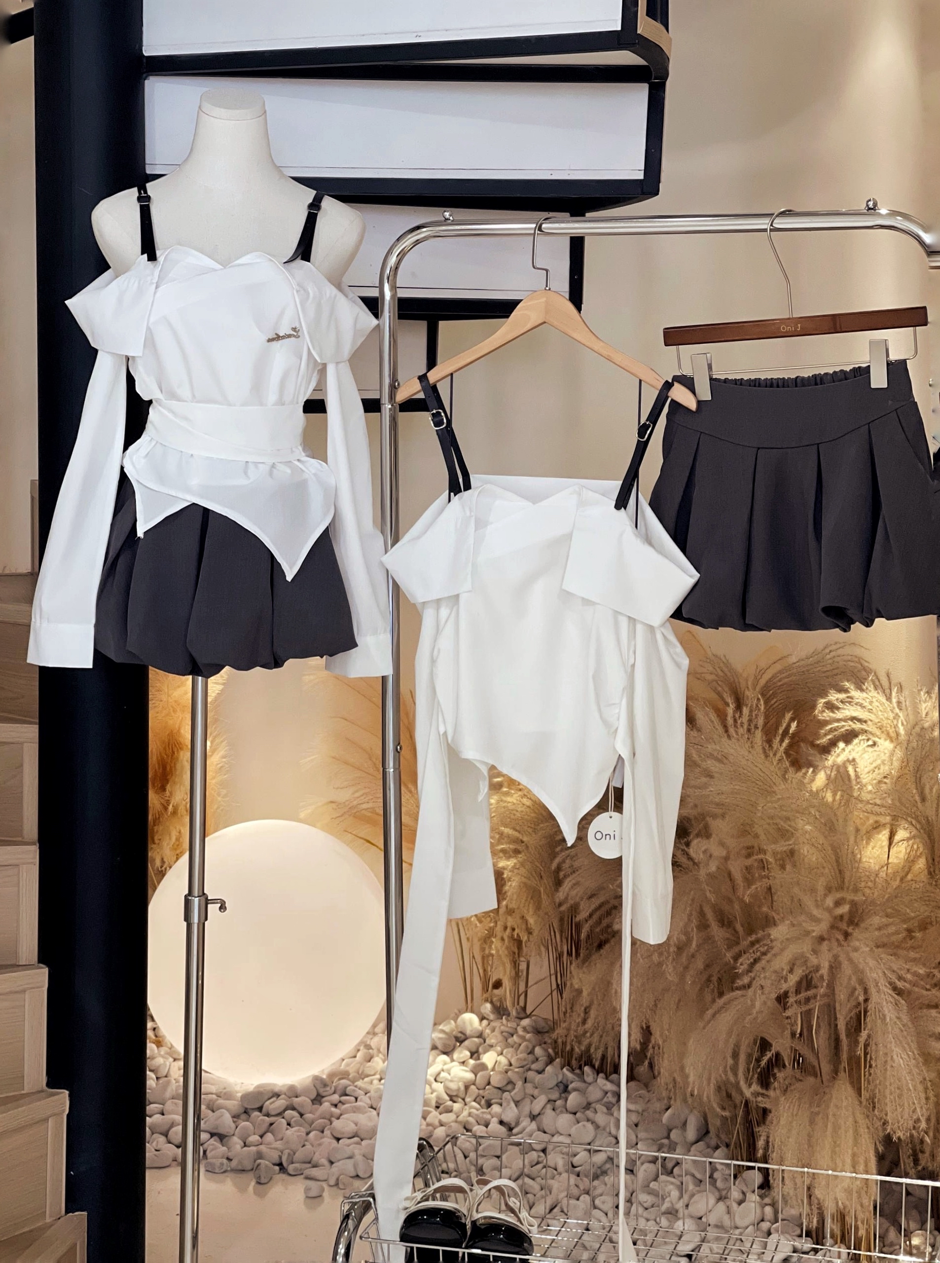 一字衬衣+裤裙套装