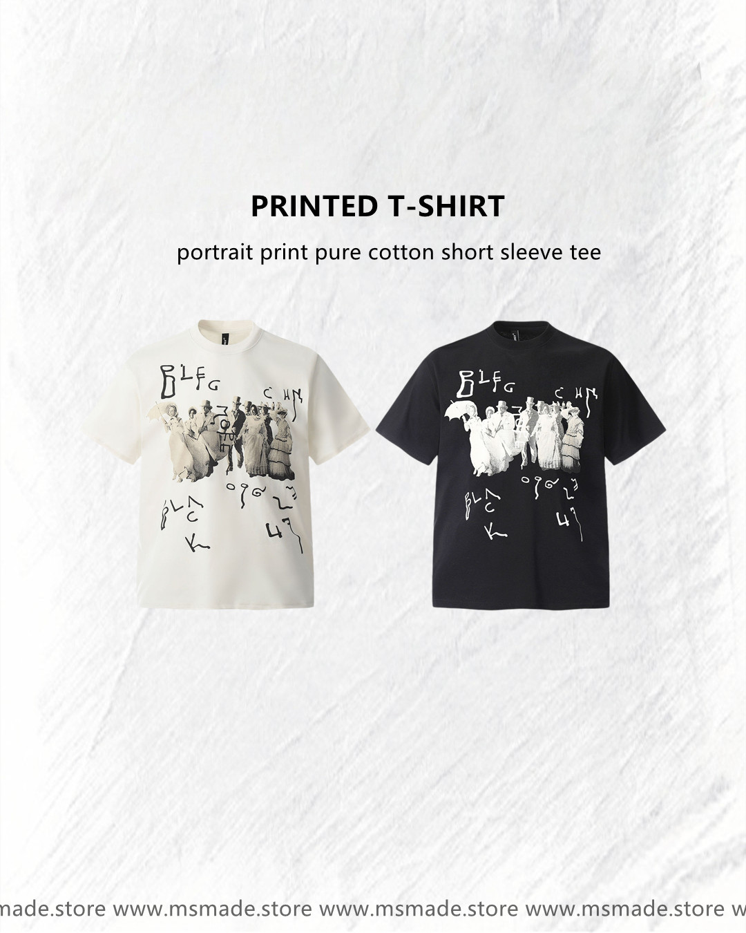 M23 人像圖案純棉短袖Tee