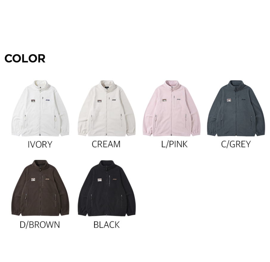 男女同款｜韓國 JEEP 小Logo 抓絨 拉鍊外套 6色任選｜2WAY Mountain 1941 Liner Fleece Zip-Up