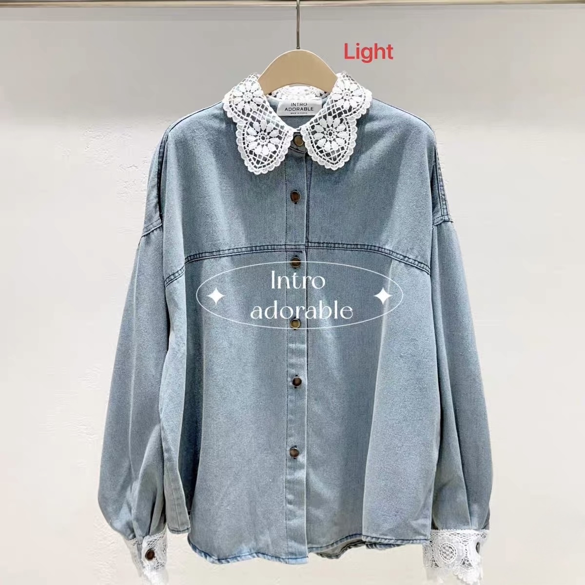 通花領牛仔Top