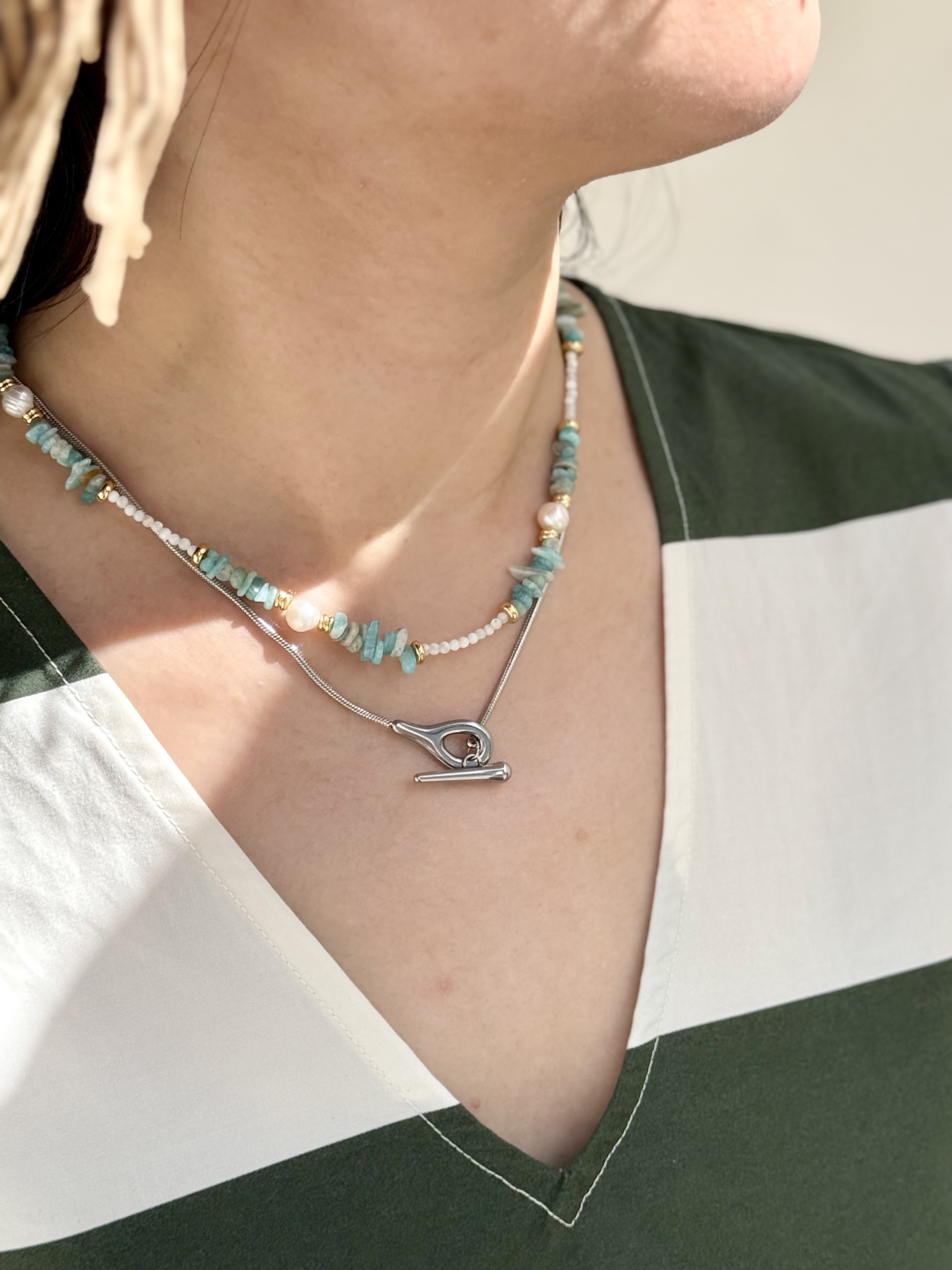 Silver water drop stainless necklace