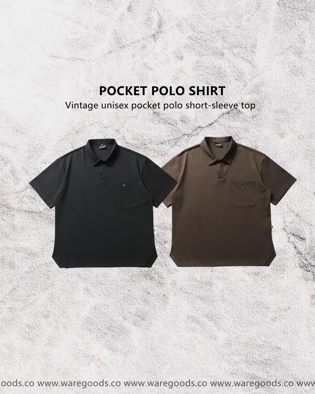 W07中性百搭口袋polo短袖上衣