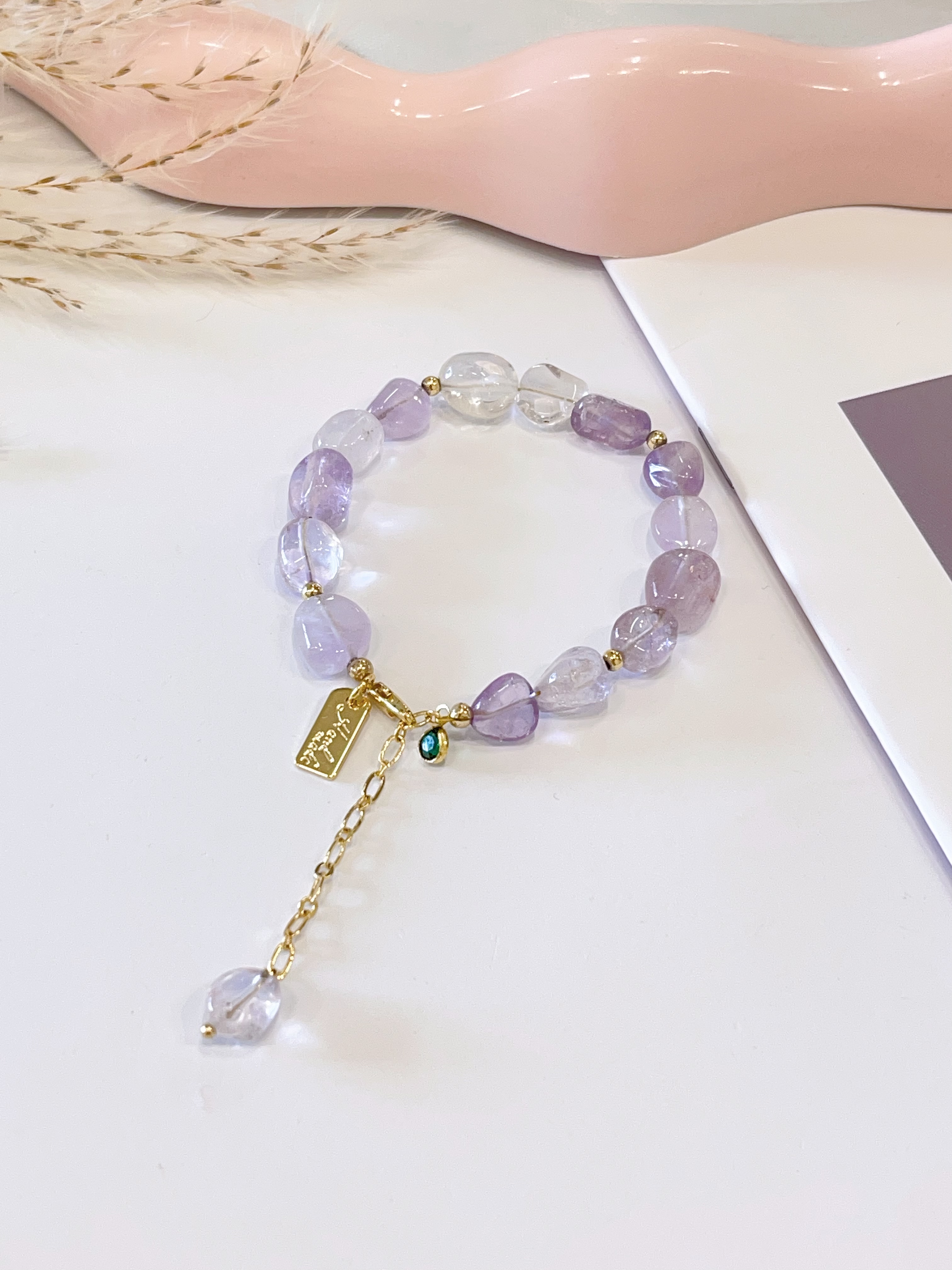 💜 薰衣草紫水晶碎石 × 白水晶碎石手串 Lavender Amethyst Chips & Clear Quartz Chips