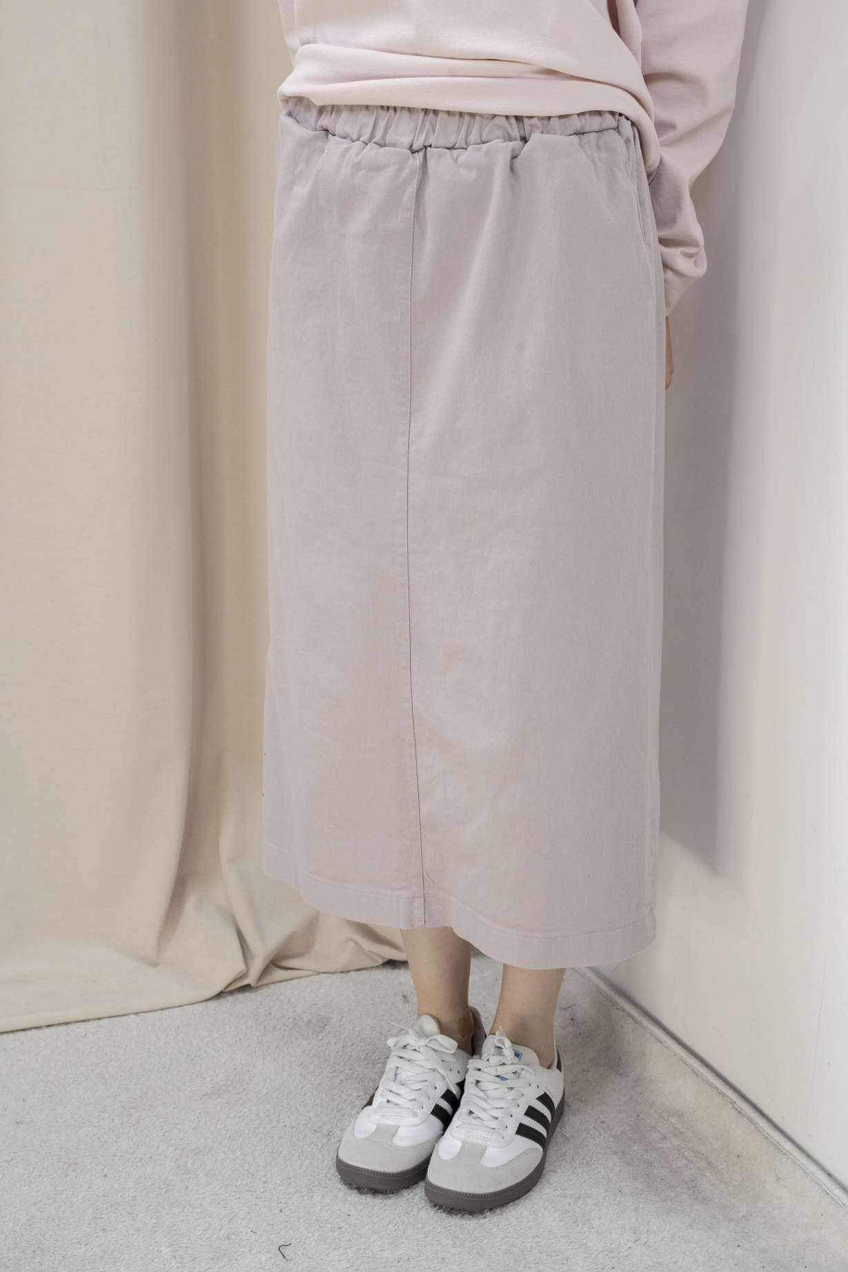 新色！棉質直筒全橡筋腰半身裙（3色）