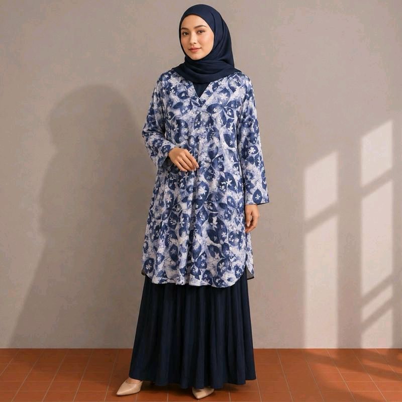 LINEN TUNIC - Blue Tye Dyed