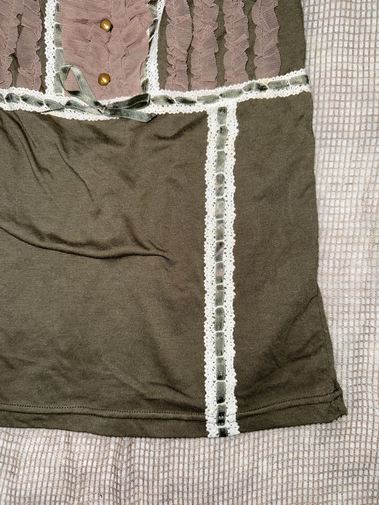 Ruffle Lace-Trim Empire Waist with Bow Cami Top 