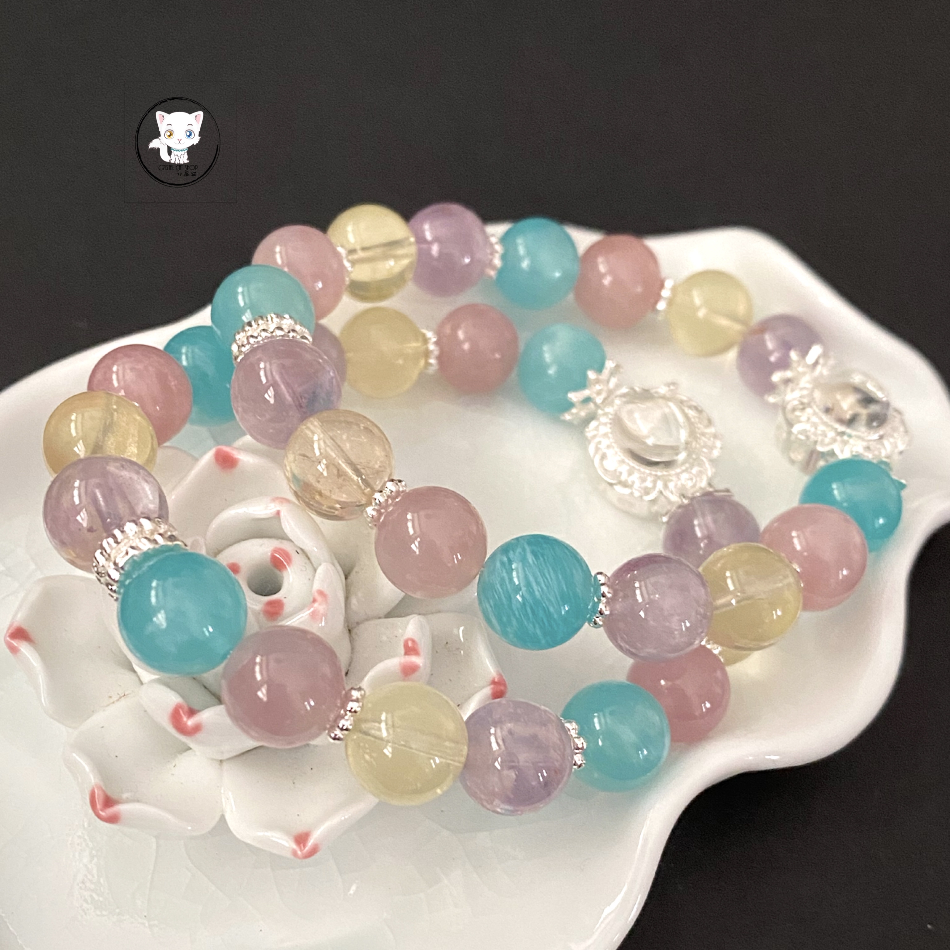 天河石紫晶馬粉多寶手鏈 10mm