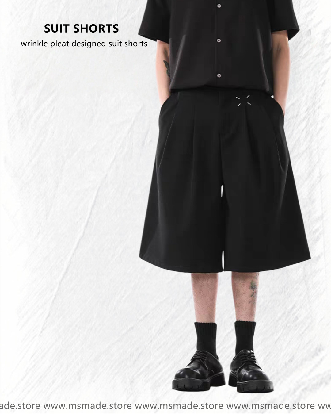 M427皺褶設計感西裝短褲