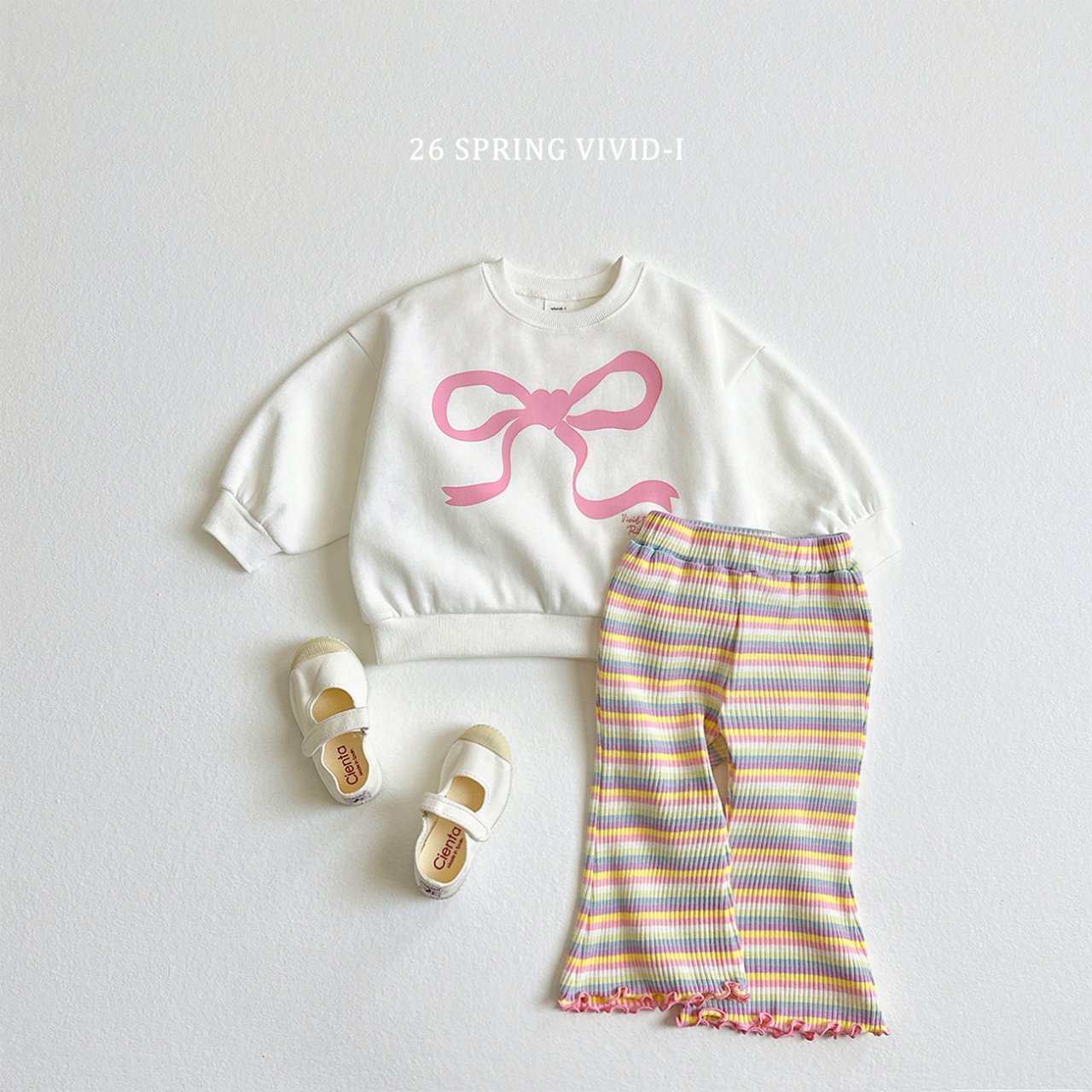 🌸預訂 韓國直送🌸🇰🇷VIVIDI三色絲帶印花寬鬆衛衣