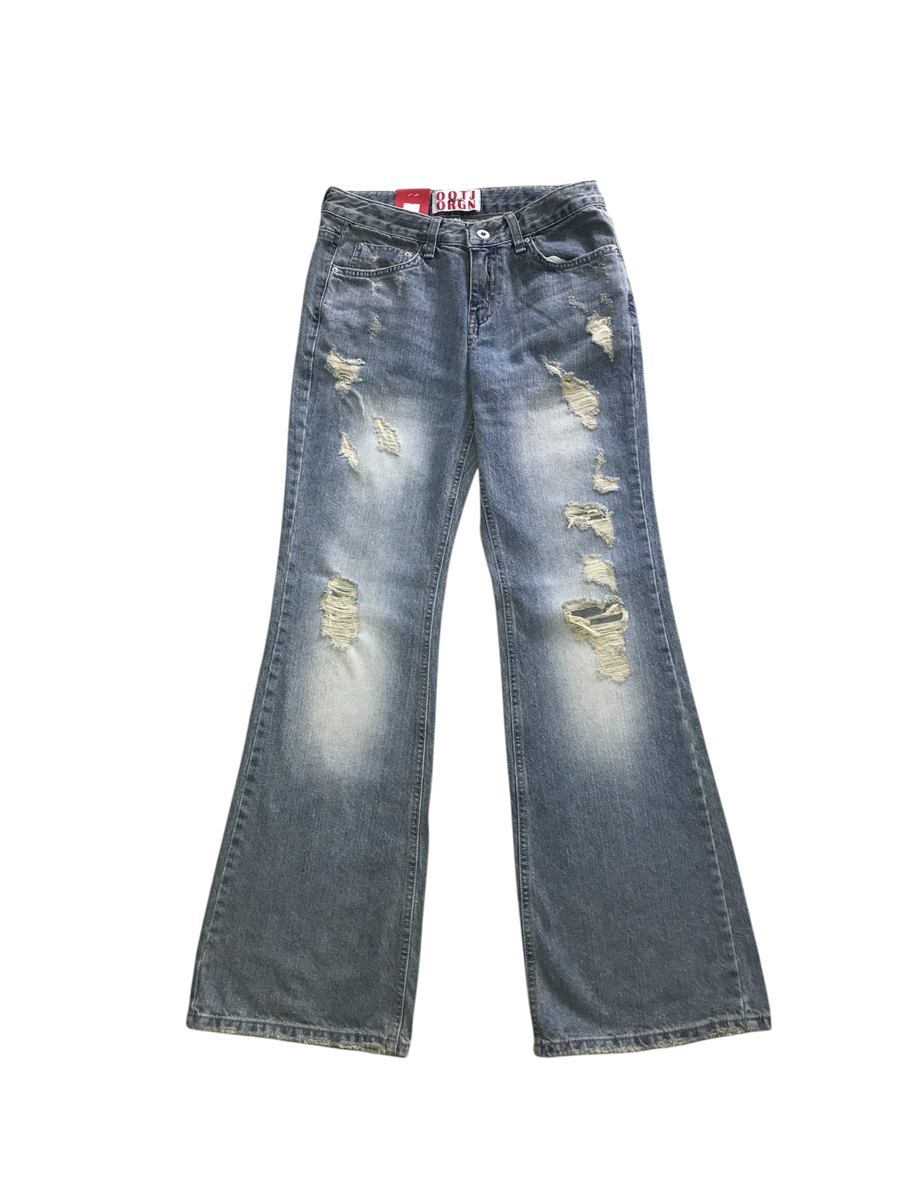 Distressed Washed Wide-Leg Pants