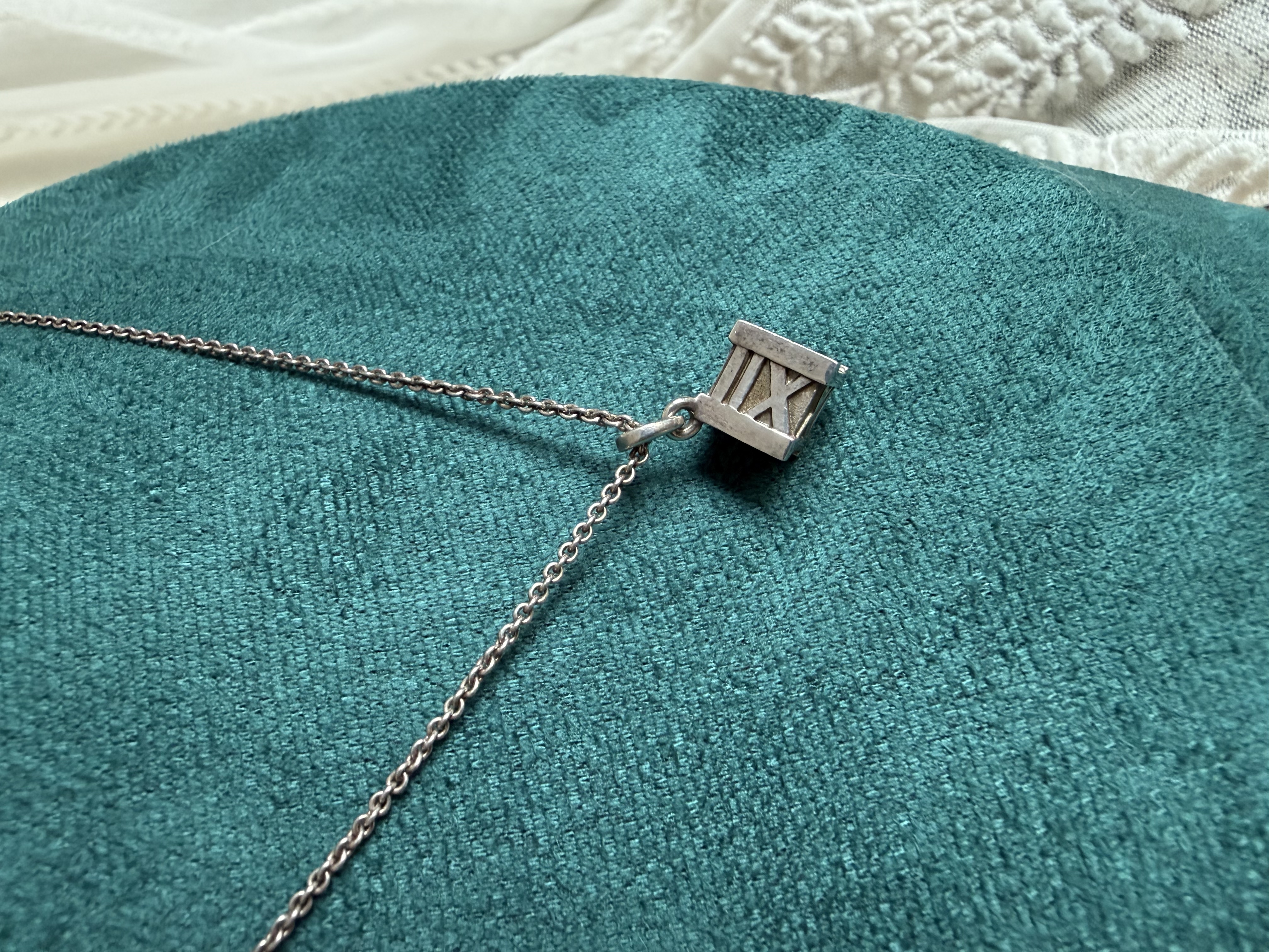 Tiffany & Co. Atlas cube pendant 925 silver necklace