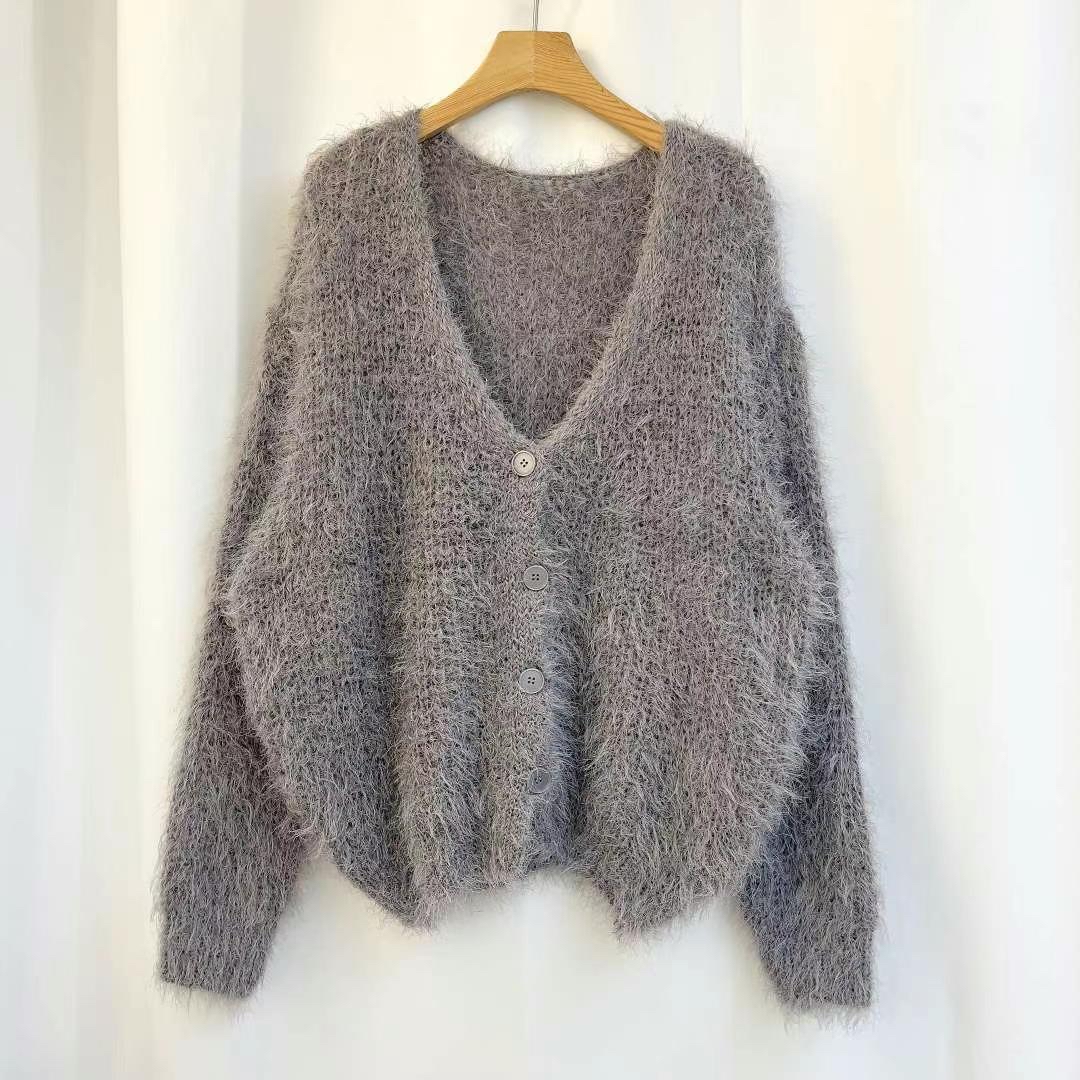 韓國棉花糖毛毛針織毛衣外套(多色）