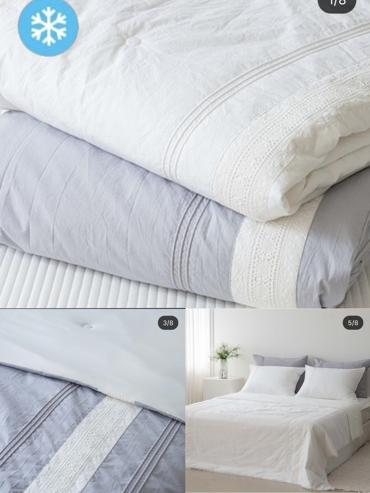 🇰🇷韓國廣藏市場 雙面涼感被（單人150×200cm）｜白色/灰色｜正面100%高度棉密・背面涼感紗❄️🛏️  想要「瞓得涼」又要「蓋得舒服」？呢款 廣藏市場雙面涼感被係夏天超實用之選：正面採用100%高度棉密，觸感柔軟親膚、透氣唔焗；翻轉另一面就係涼感紗，接觸即有清爽涼感，特別啱香港潮濕悶熱天氣同冷氣房使用。 配色有純淨白同質感灰，簡約耐看，輕鬆襯任何床品，無論自用或送禮都體面！  ☁️ 正面100%高度棉密：柔軟親膚、透氣舒適 ❄️ 背面涼感紗：一蓋即涼，減少焗汗黏笠 🎨 白/灰兩色：極簡高級感，百搭耐看 🛏️ 單人150×200cm：單人床/宿舍/午睡都啱  ‼️棉被清洗方式： 可放入洗衣機清洗 · - 請使用冷水清洗‼️ ‼️盡量單獨清洗，不要跟其他衣物一齊洗‼️ ‼️洗完晾乾即可，可以曬太陽，不要烘乾‼️ ‼️便用一般洗衣精清潔即可‼️ ‼️不能乾洗，不能漂白，不能用柔順劑‼️  $585 / 張 📌每月逢15，30號截單 📌截單後3-4星期到貨  🇰🇷❄️廣藏市場雙面涼感被！正面100%高度棉密☁️柔軟親膚；背面涼感紗一蓋即涼🧊白/灰極簡百搭🛏️單人150×200cm 快搶🛒