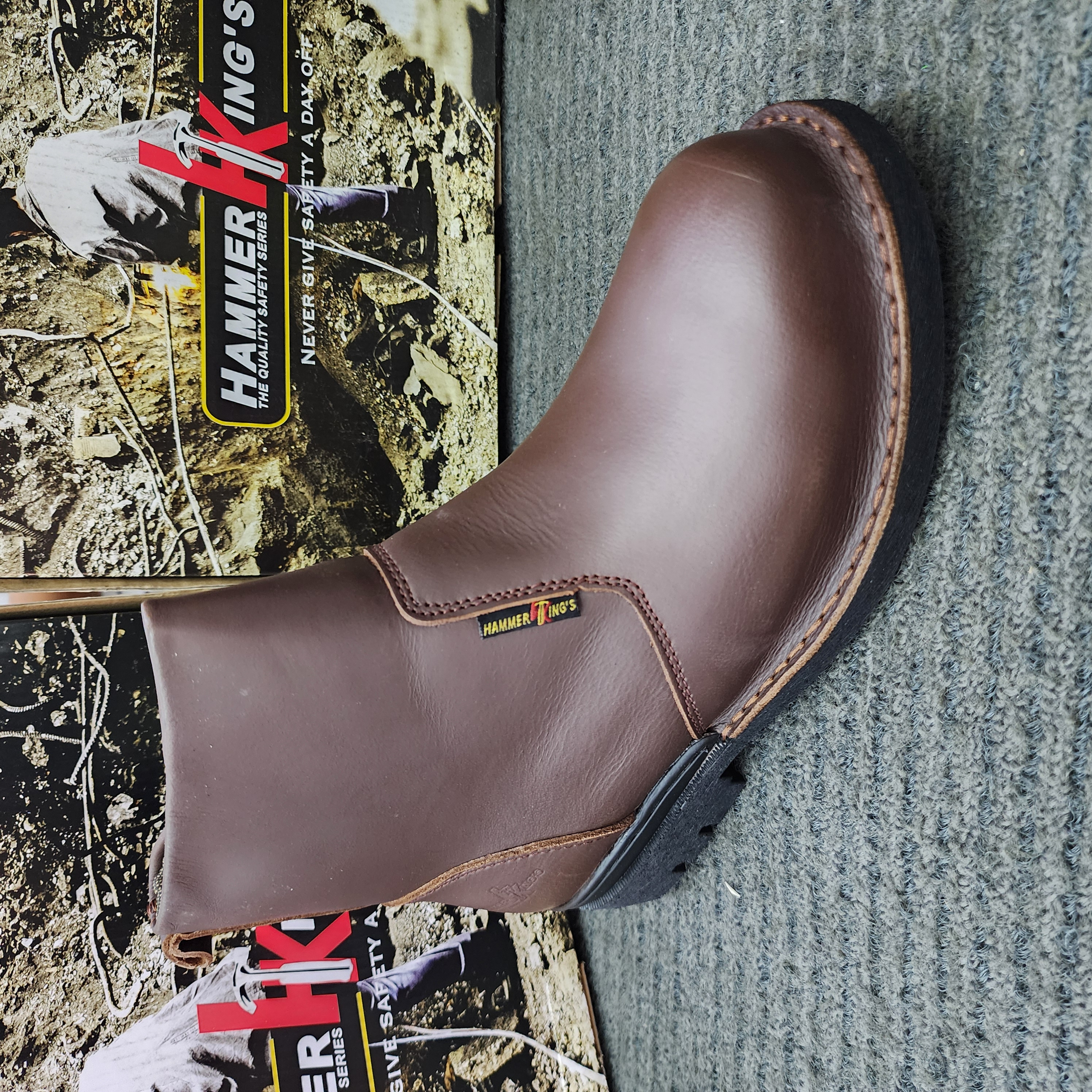 Hammer King 13006 Safety Shoes Boots Steel Toe Cap Steel Mid Plate Mid Cut Zip On Premium Quality Genuine Leather SIRIM and DOSH Approved Kasut Keselamatan