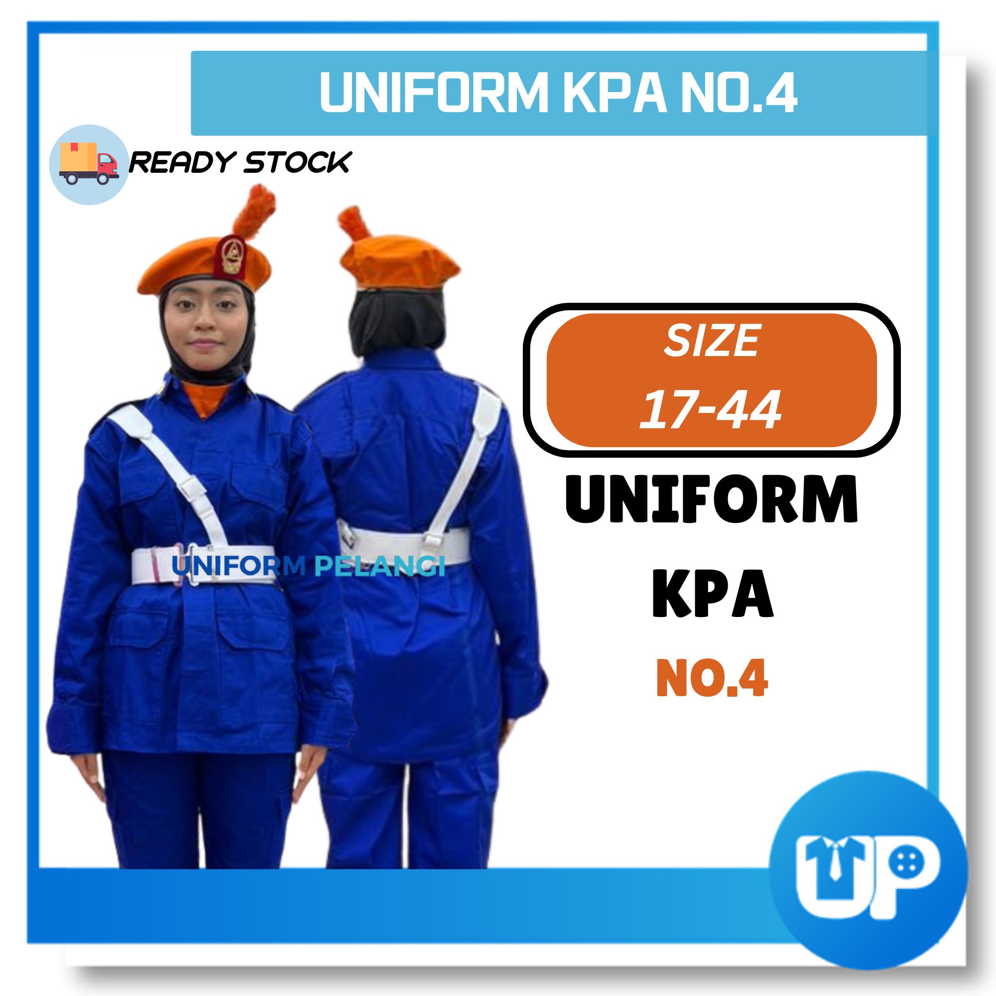 Uniform KPA No 4 Kaspa Biru Kemeja Lengan Panjang Long Sleeve Sekolah Kokurikulum K.P.A NO.4 民防