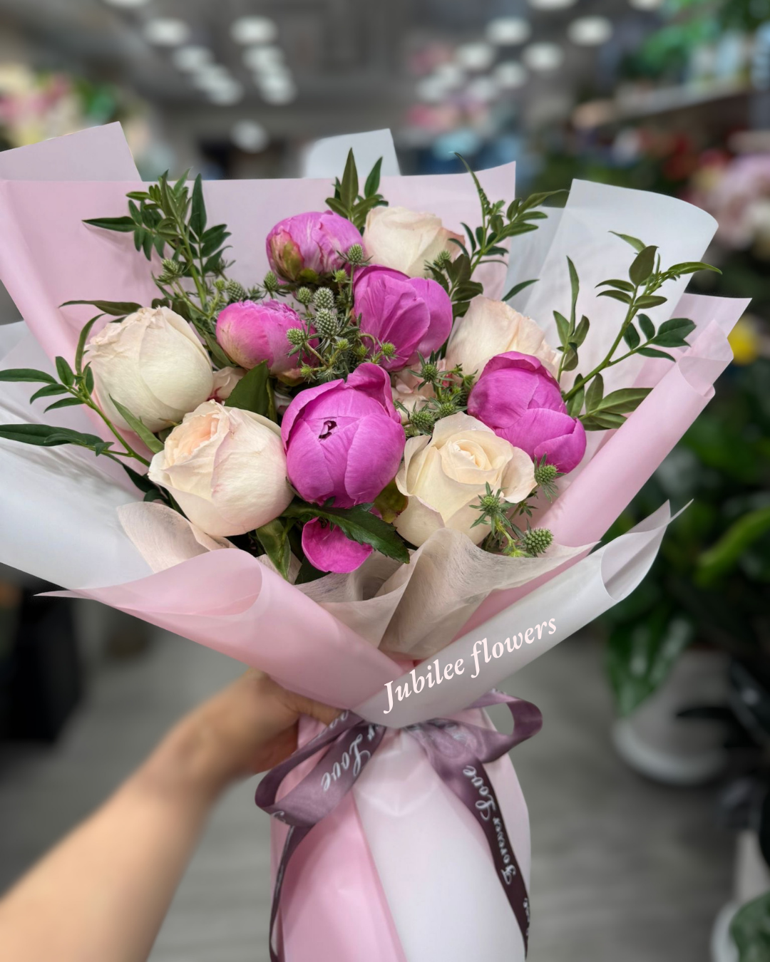 粉色芍藥  · 玫瑰精緻混搭花束
