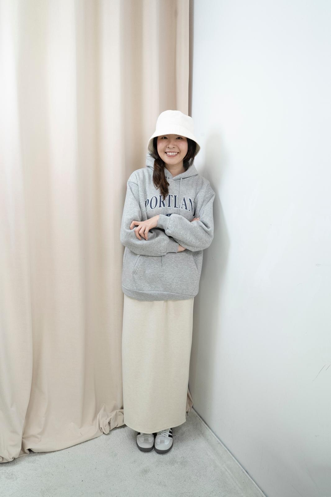 加絨有帽文字衞衣（灰色）