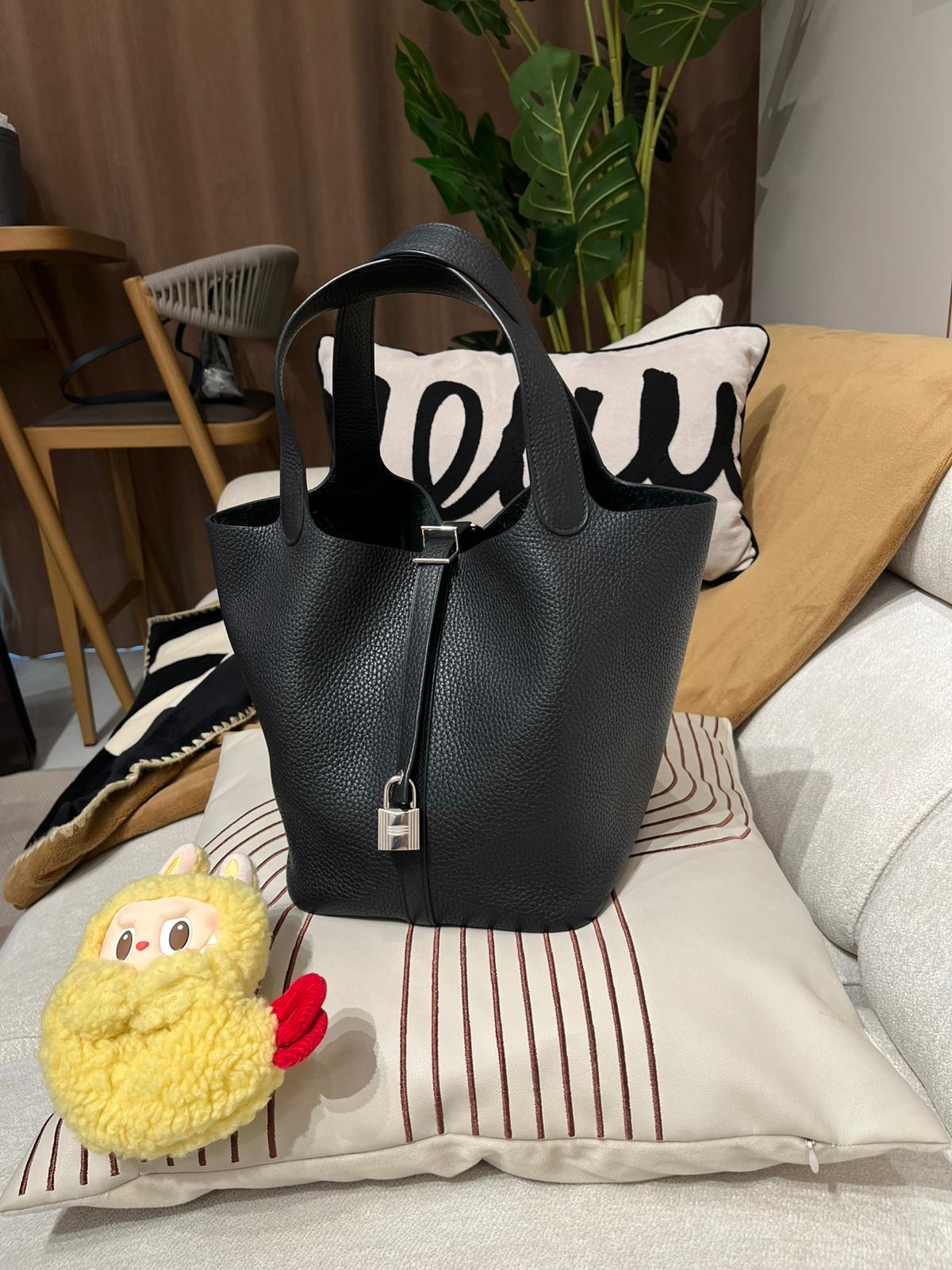 Hermes picotin 22,黑色銀扣,STAMP C 100%Authentic ,98%new  ✅key lock ✅dust bag