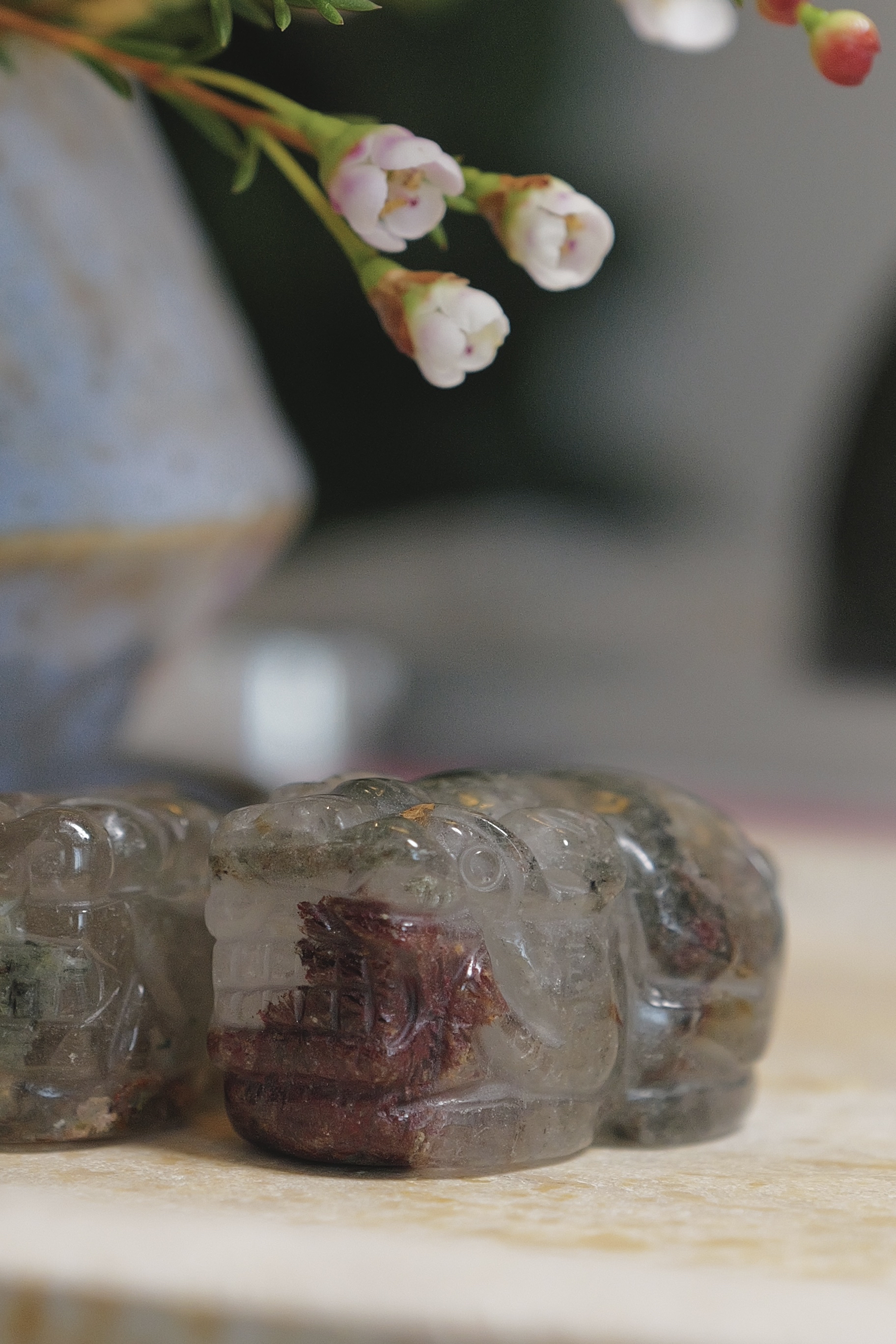  ༒4.5cm+紅綠幽靈金錢貔貅擺件一對༒ PU.12A1CJ2G1TF-RA18*M36