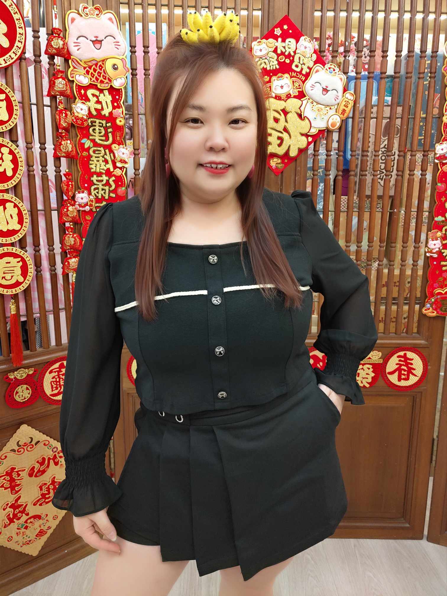 NBC05 TW#3655-1(长) 小香风辫子排扣长袖上衣