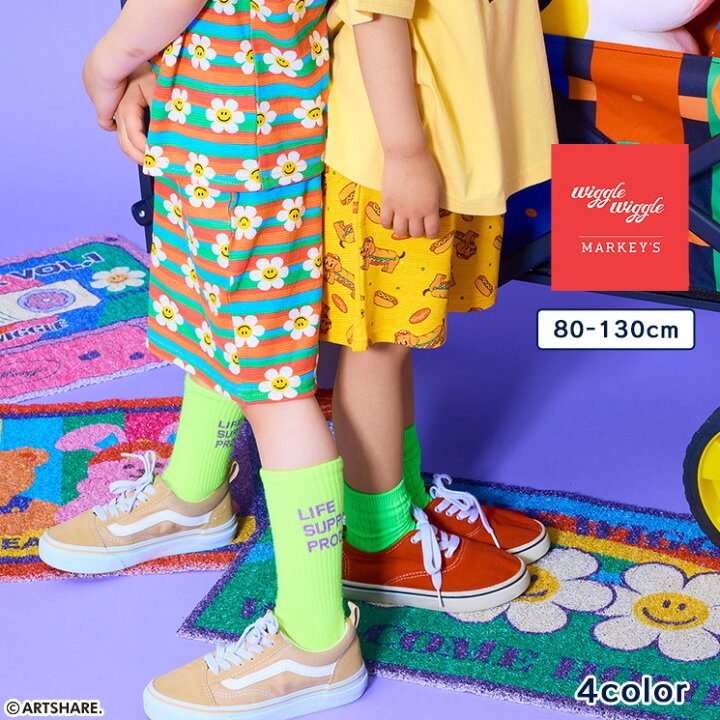 🇯🇵預訂 日本直送🇯🇵Markey’s x Wiggle Wiggle四色圖案滿印華夫格短褲