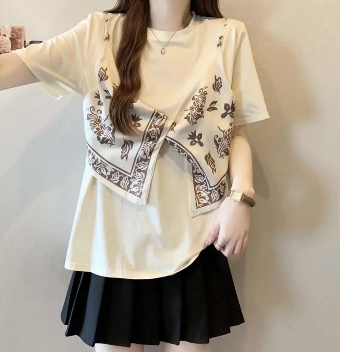 TP408韩系丝巾上衣