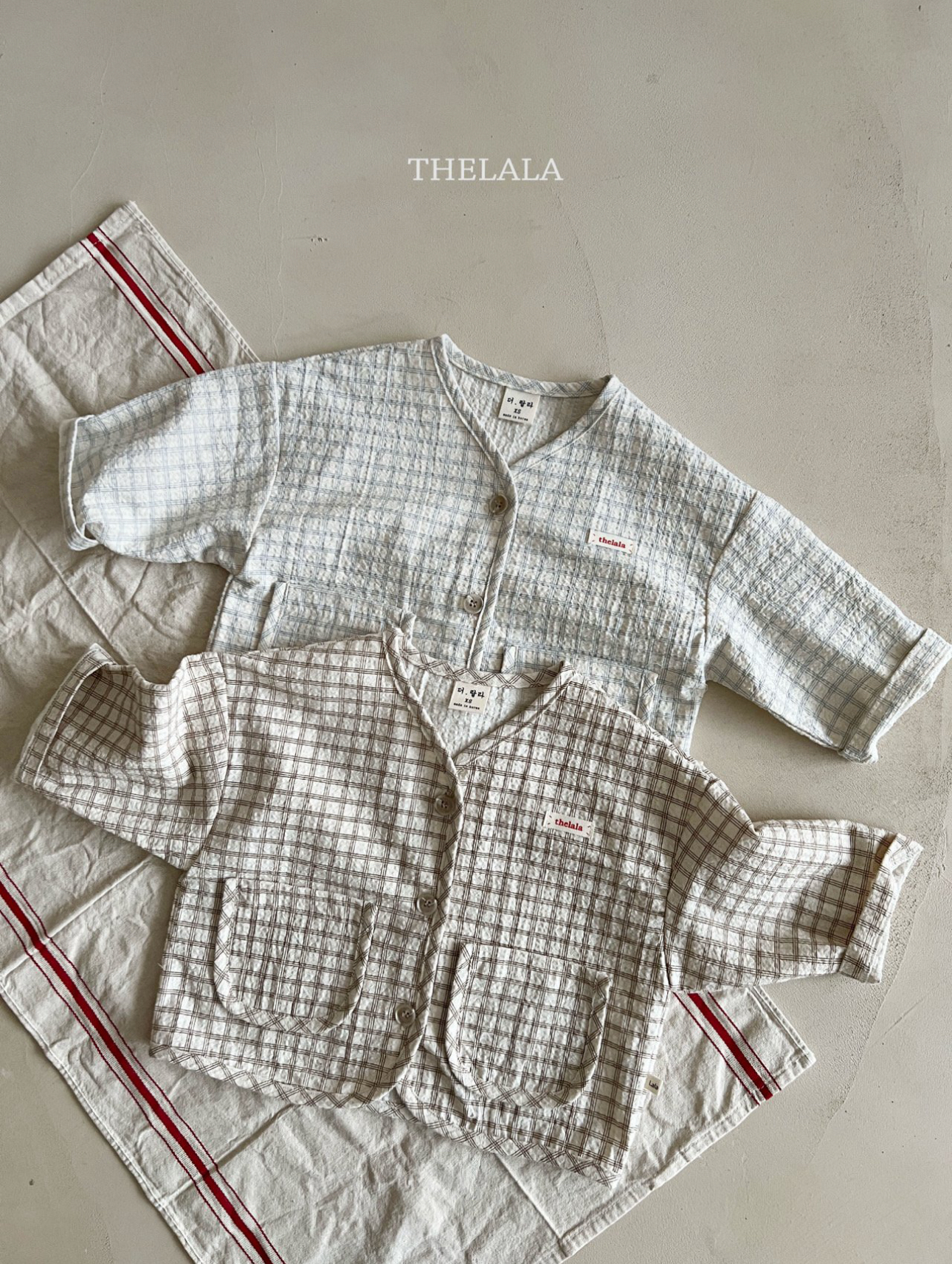 🌸預訂 韓國直送🌸🇰🇷THELALA兩色標籤格紋口袋開襟外套
