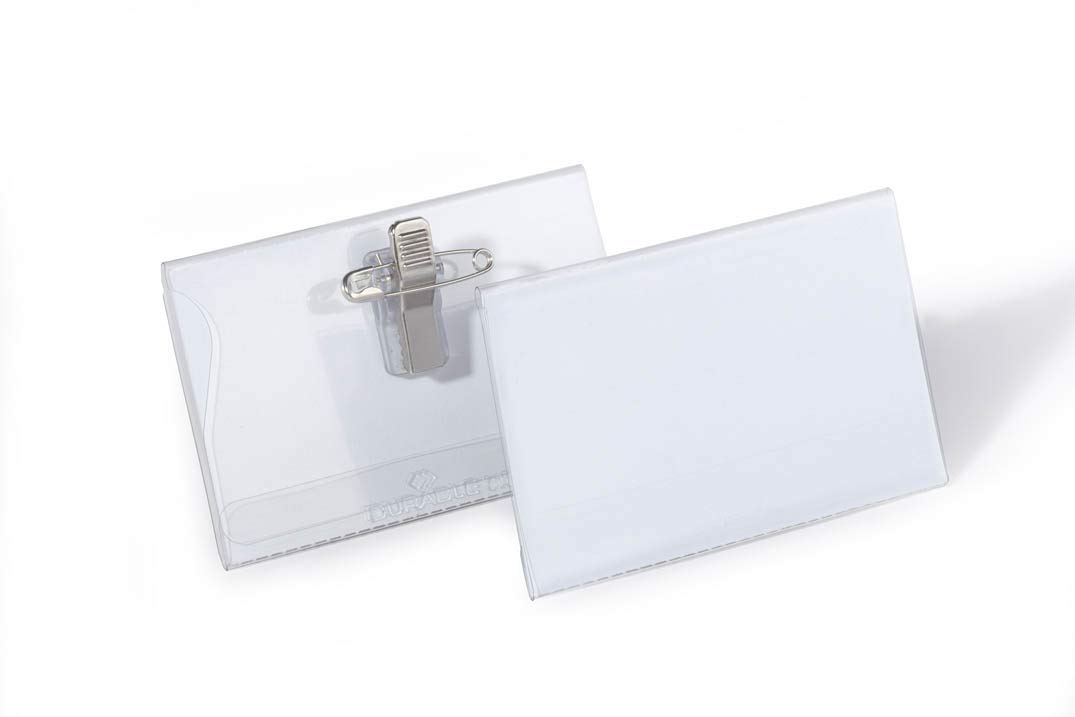 Adoro PVC Name Badge with Clip & Pin – 90×54mm Horizontal ID Holder | Transparent PVC Name Tag / Lencana Nama