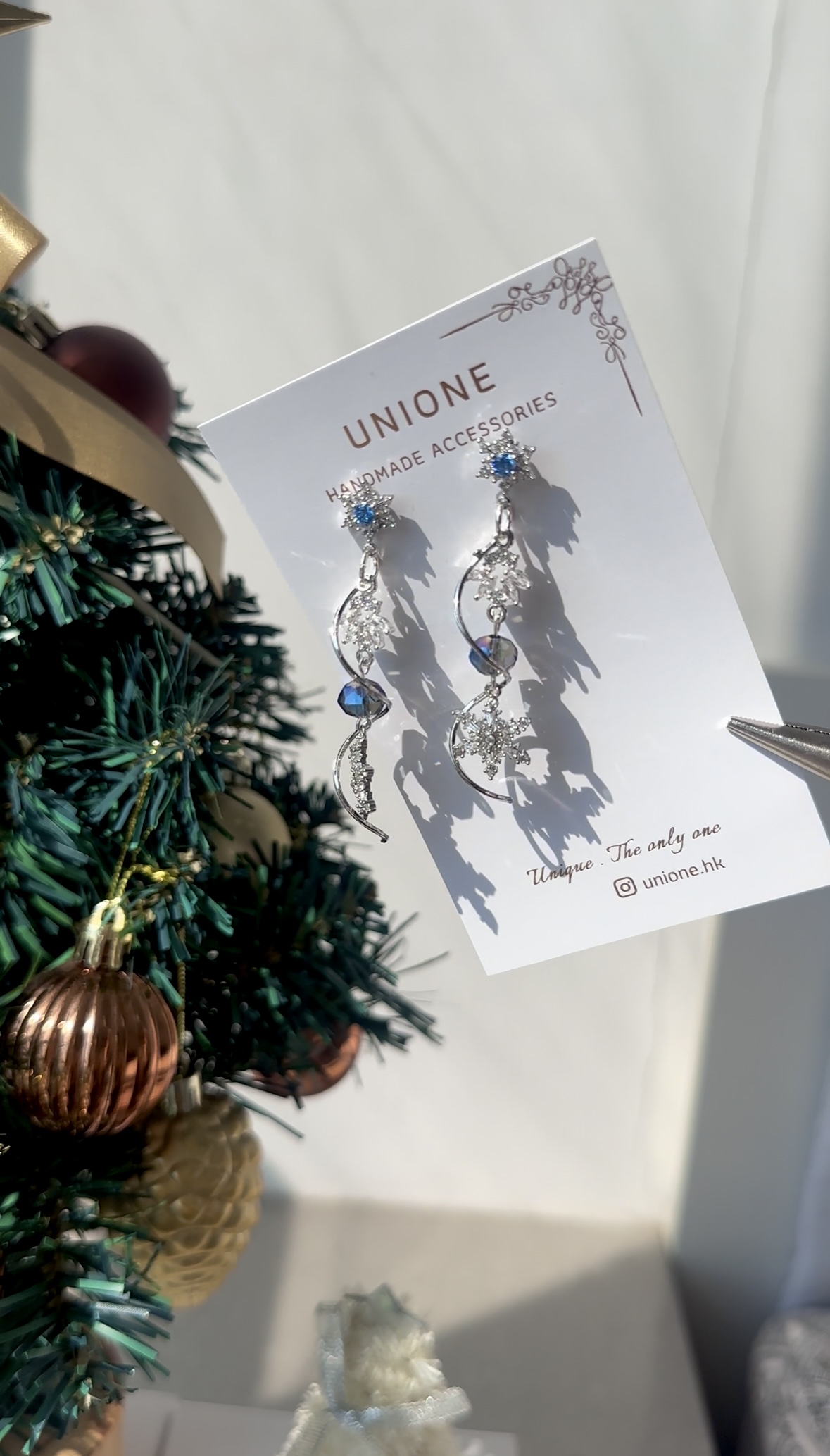 旋轉雪花鑽耳環(銀)❄️