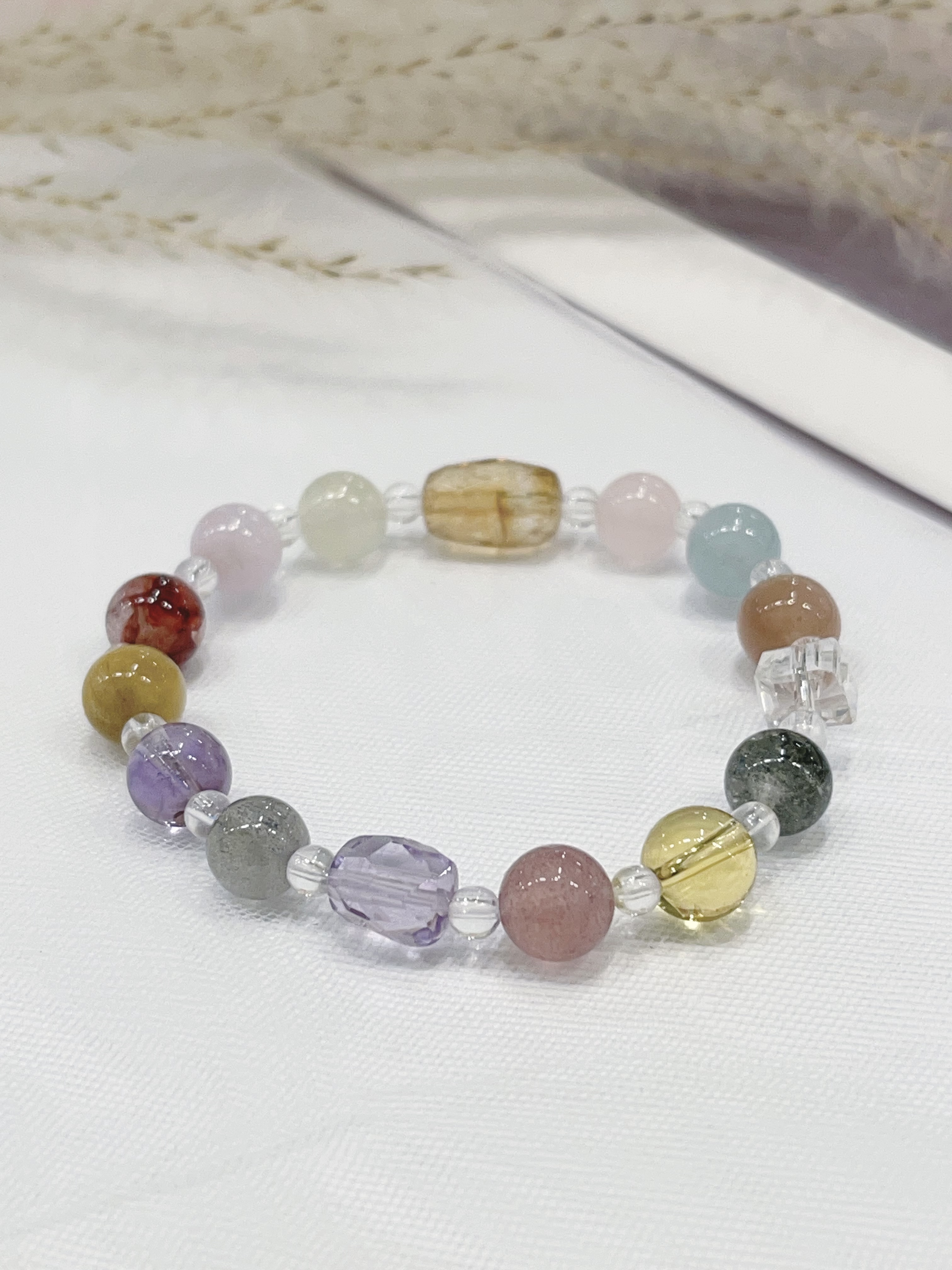 🍬 糖果黄塔晶 × 多宝水晶手串  Candy Yellow Tower Crystal & Mixed Crystals｜活力多彩款｜8mm